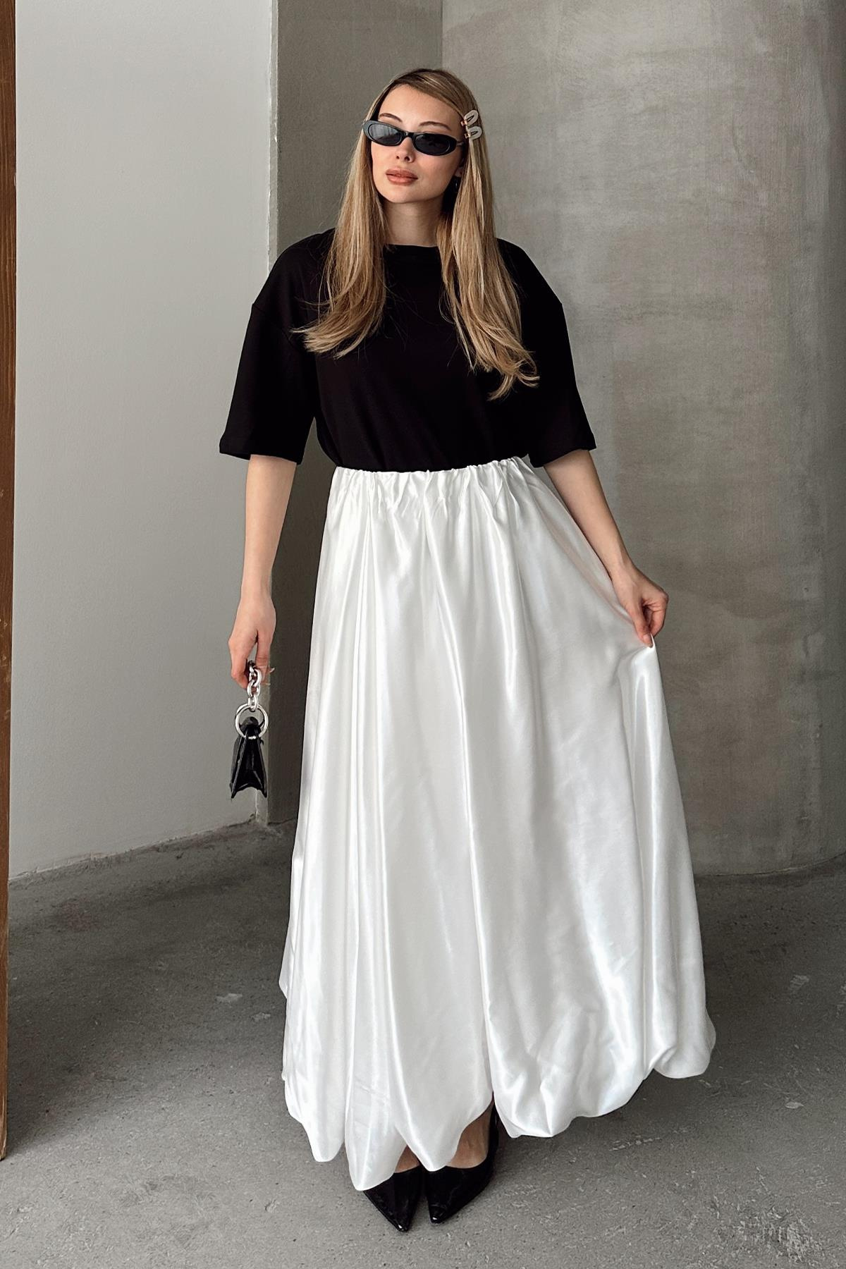 Beli Lastikli Balon Saten Etek BEYAZ 7058