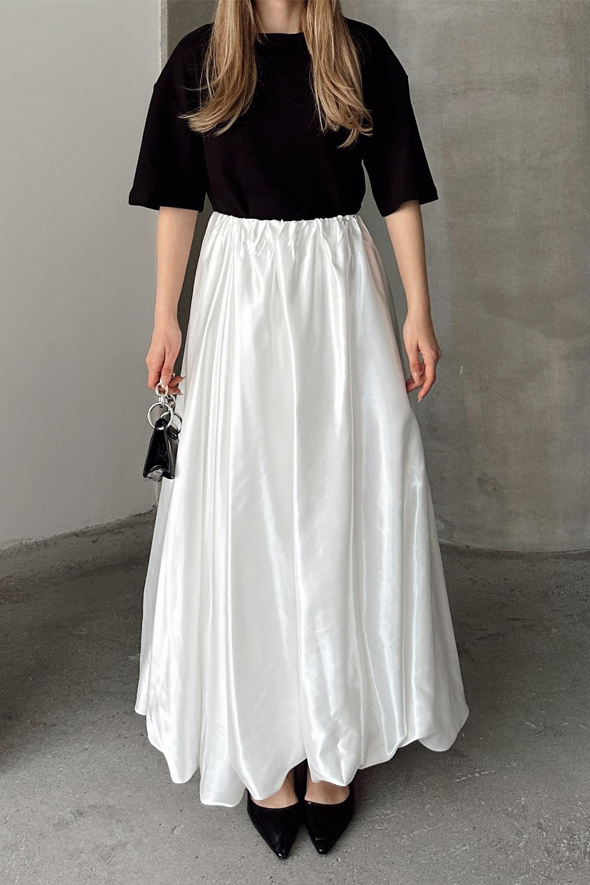 Beli Lastikli Balon Saten Etek BEYAZ 7058