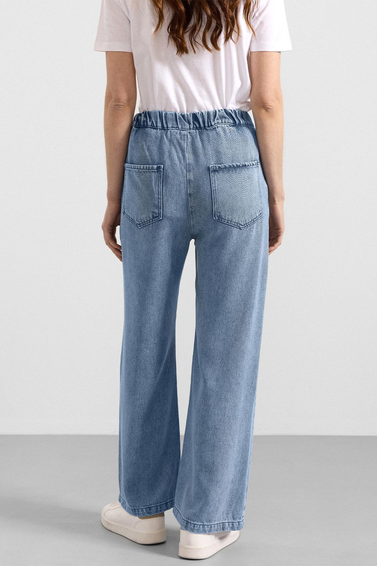 Beli Lastikli Rahat Kesim Soft Denim Pantolon AÇIK MAVİ 7587