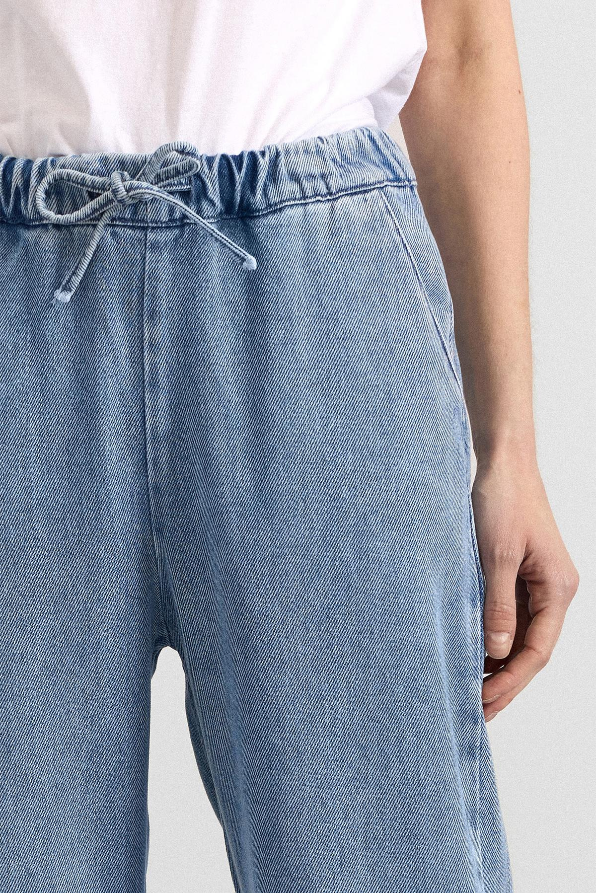 Beli Lastikli Rahat Kesim Soft Denim Pantolon AÇIK MAVİ 7587