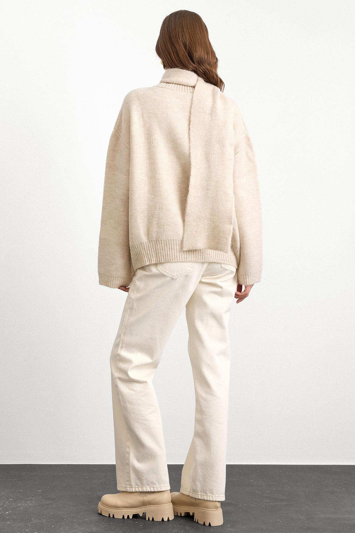 Bisiklet Yaka Atkı Salaş Kalın Kazak TAŞ 8280