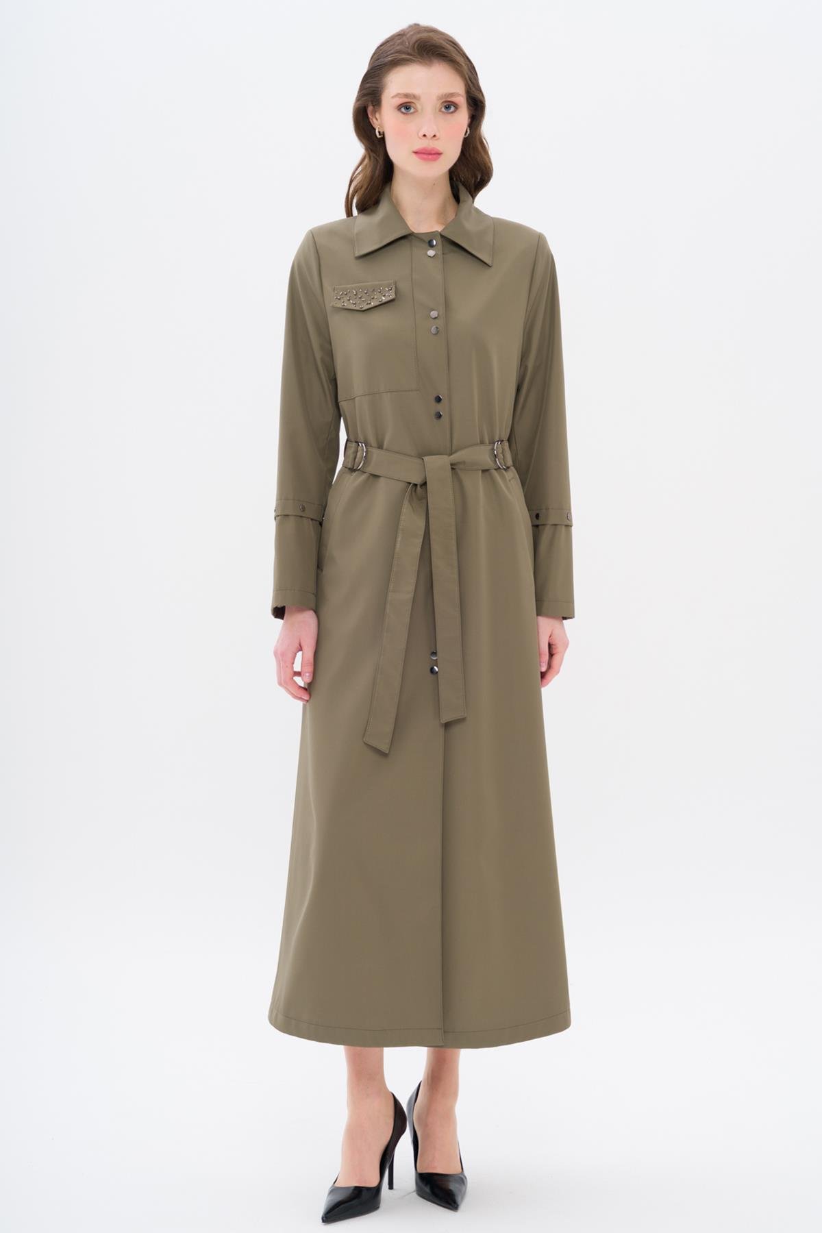 معطف رياضي مبطن بنقوش مع جيب بتفاصيل حجرية يمين 4306