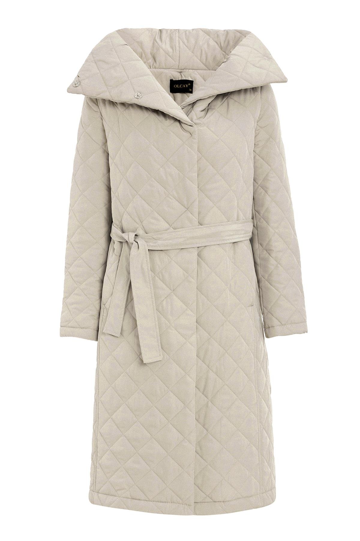 معطف مبطن قابل للإزالة مع غطاء رأس وياقة مطوية لأسفل حجر 6792