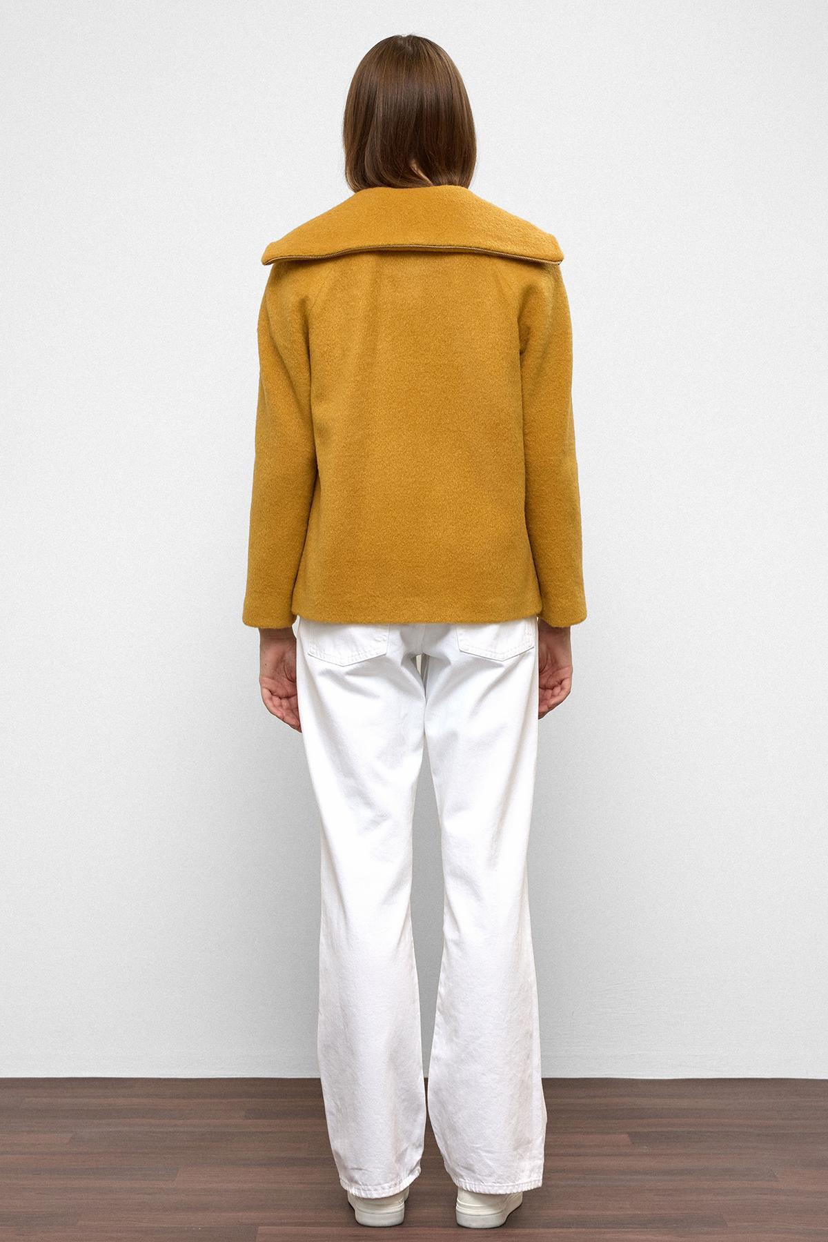 Çıkabilir Kapüşonlu Fermuar Detaylı Oversize Kaban HARDAL 3128