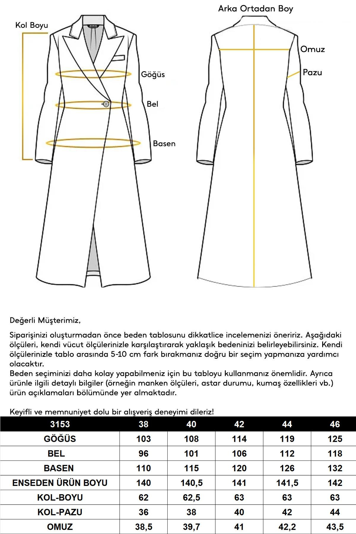 Çıkabilir Kürklü Deri Garnili Premium Kumaş Manto SİYAH 3153