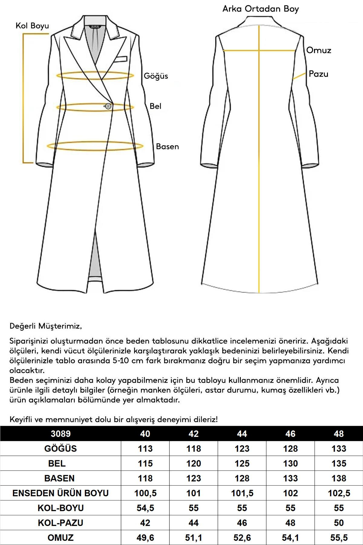 Çıkabilir Kürklü Düşük Kol Büyük Beden Kaban SİYAH 3089