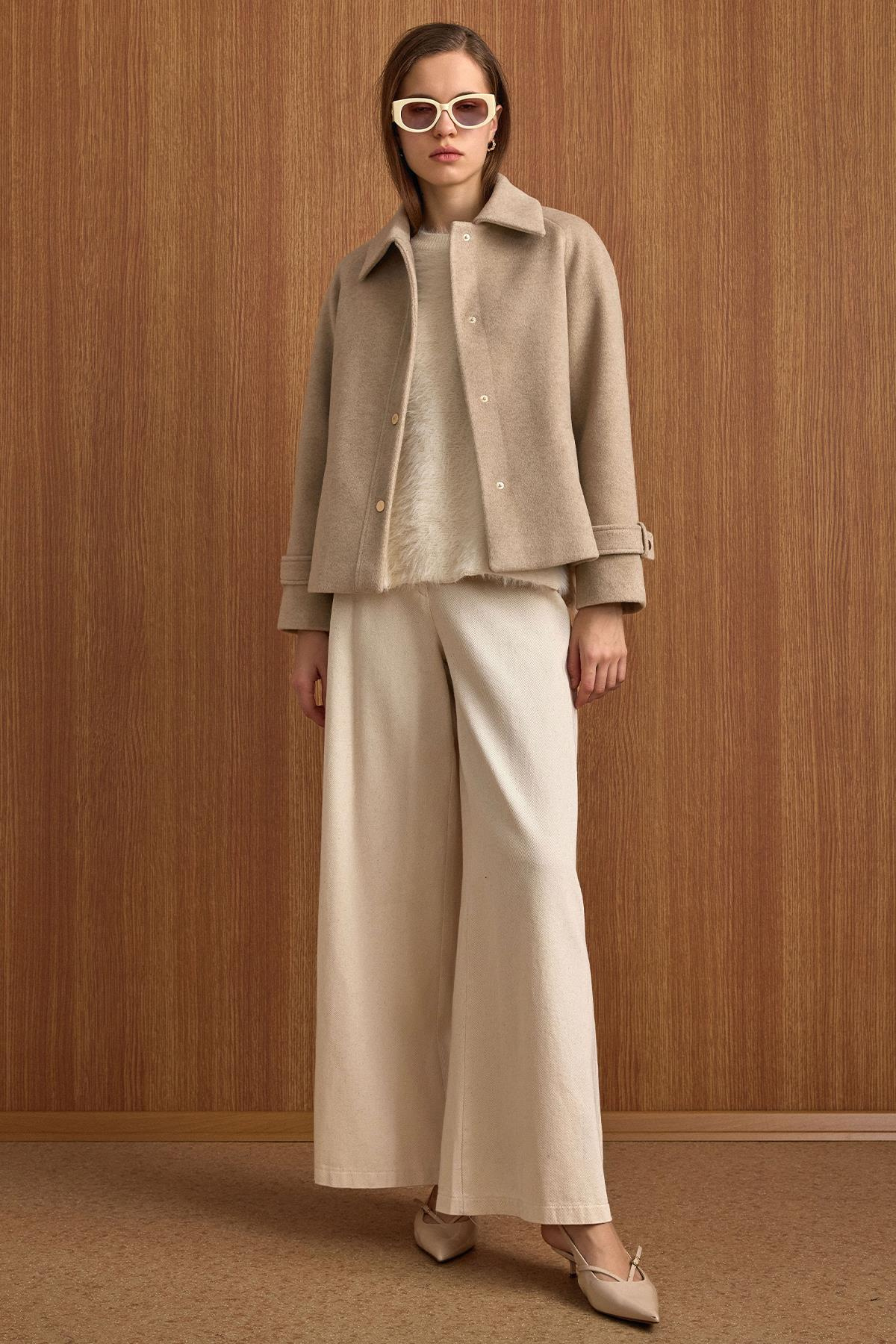 Çıt Çıt Kapamalı Pat Detaylı Kısa Kaban TAŞ 3163