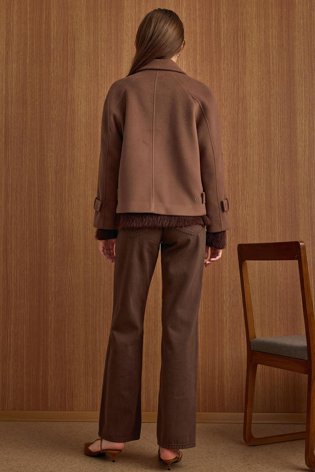 Çıt Çıt Kapamalı Pat Detaylı Kısa Kaban A.KAHVE 3163