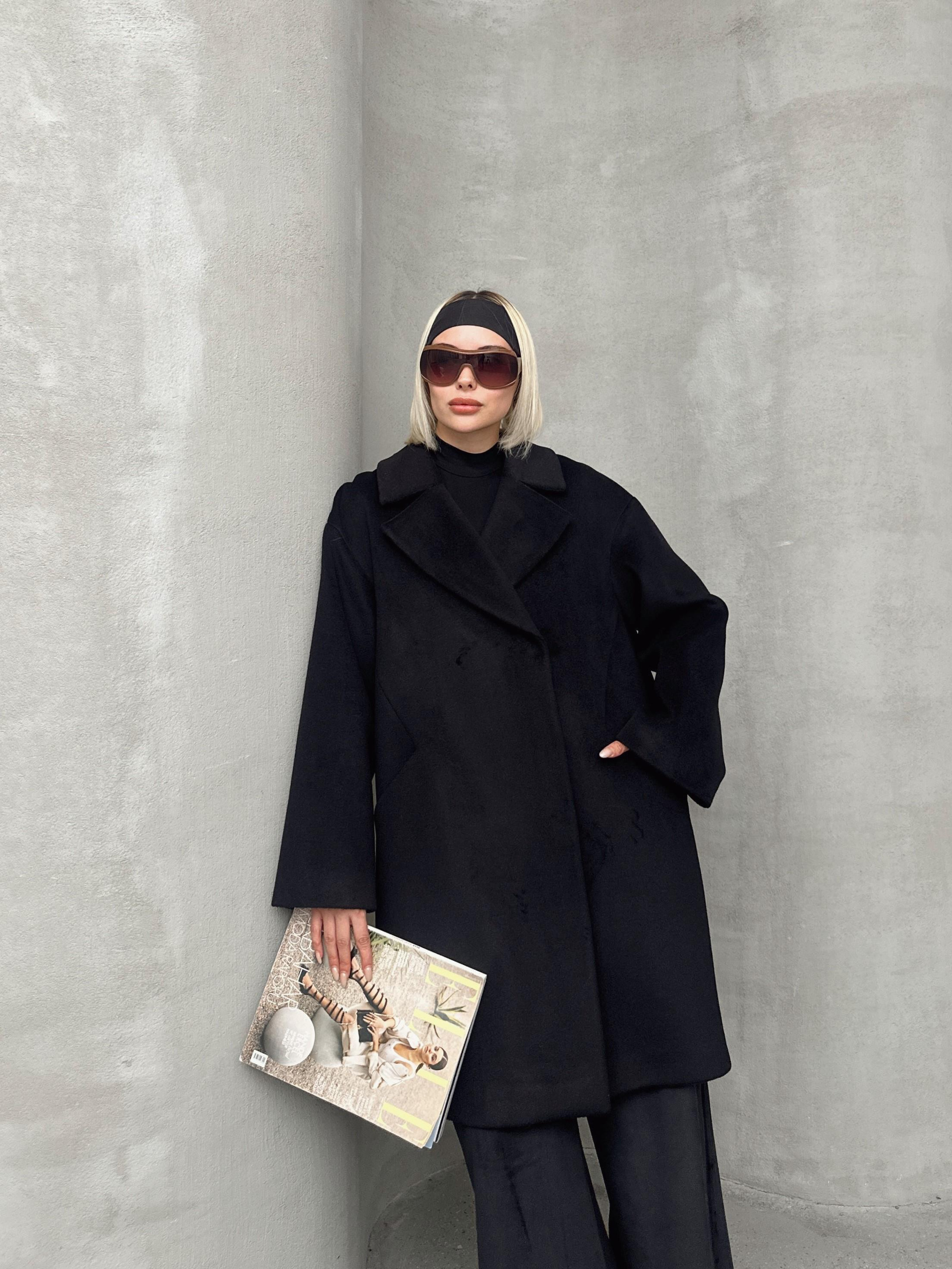 Casual Plus Size Coat with Snap Closure BLACK 3080