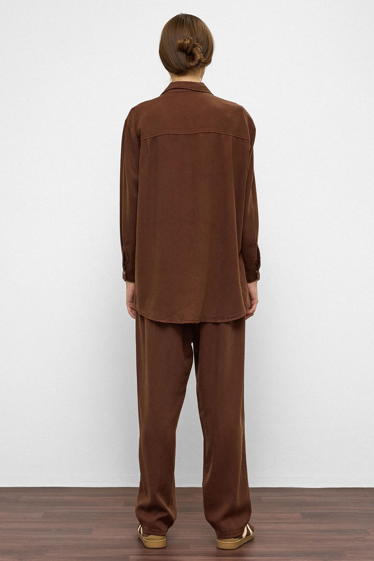 Çıt Çıt Kapamalı Salaş Soft Denim İkili Takım KAHVE 9378-TK