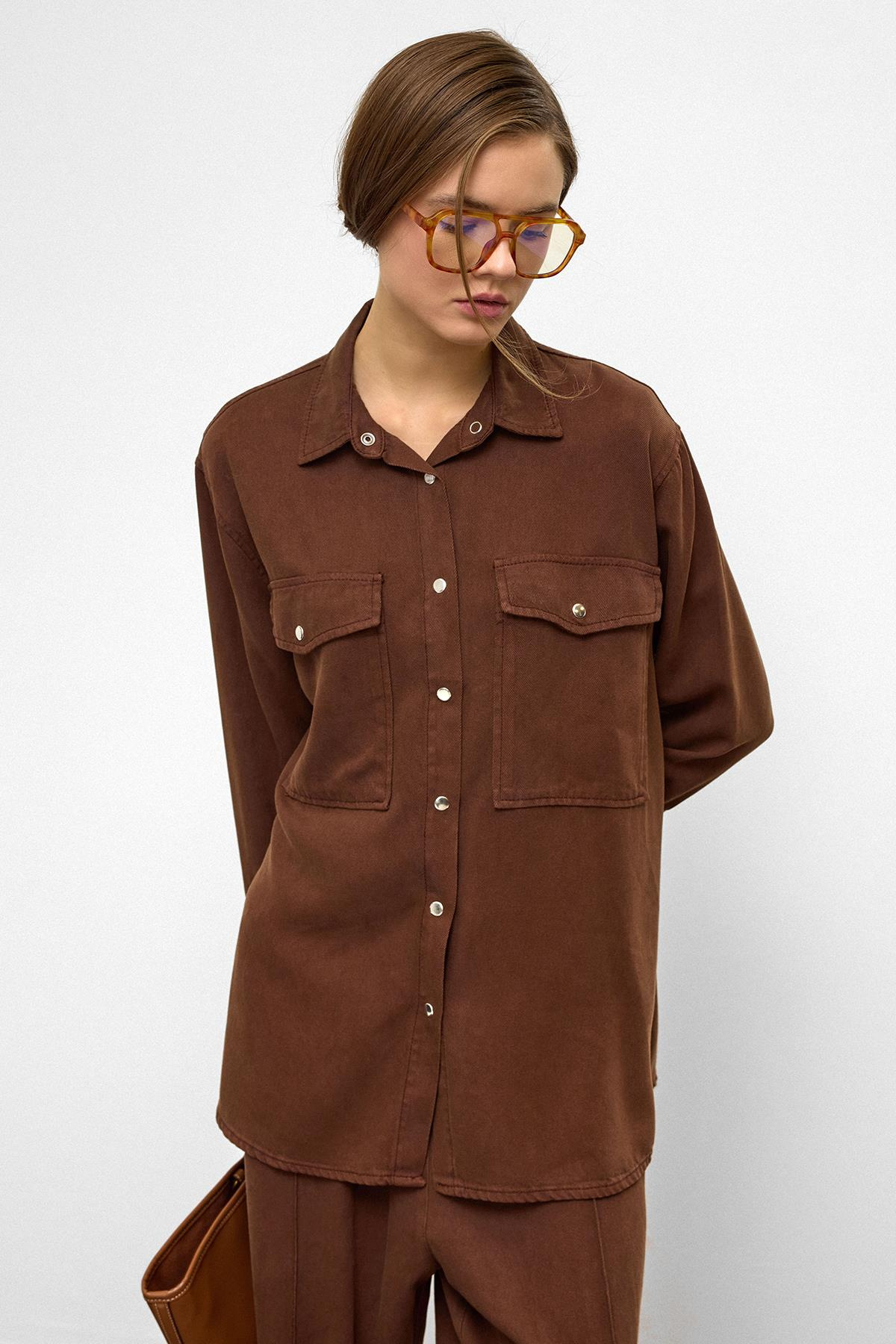 Çıt Çıt Kapamalı Salaş Soft Denim İkili Takım KAHVE 9378-TK