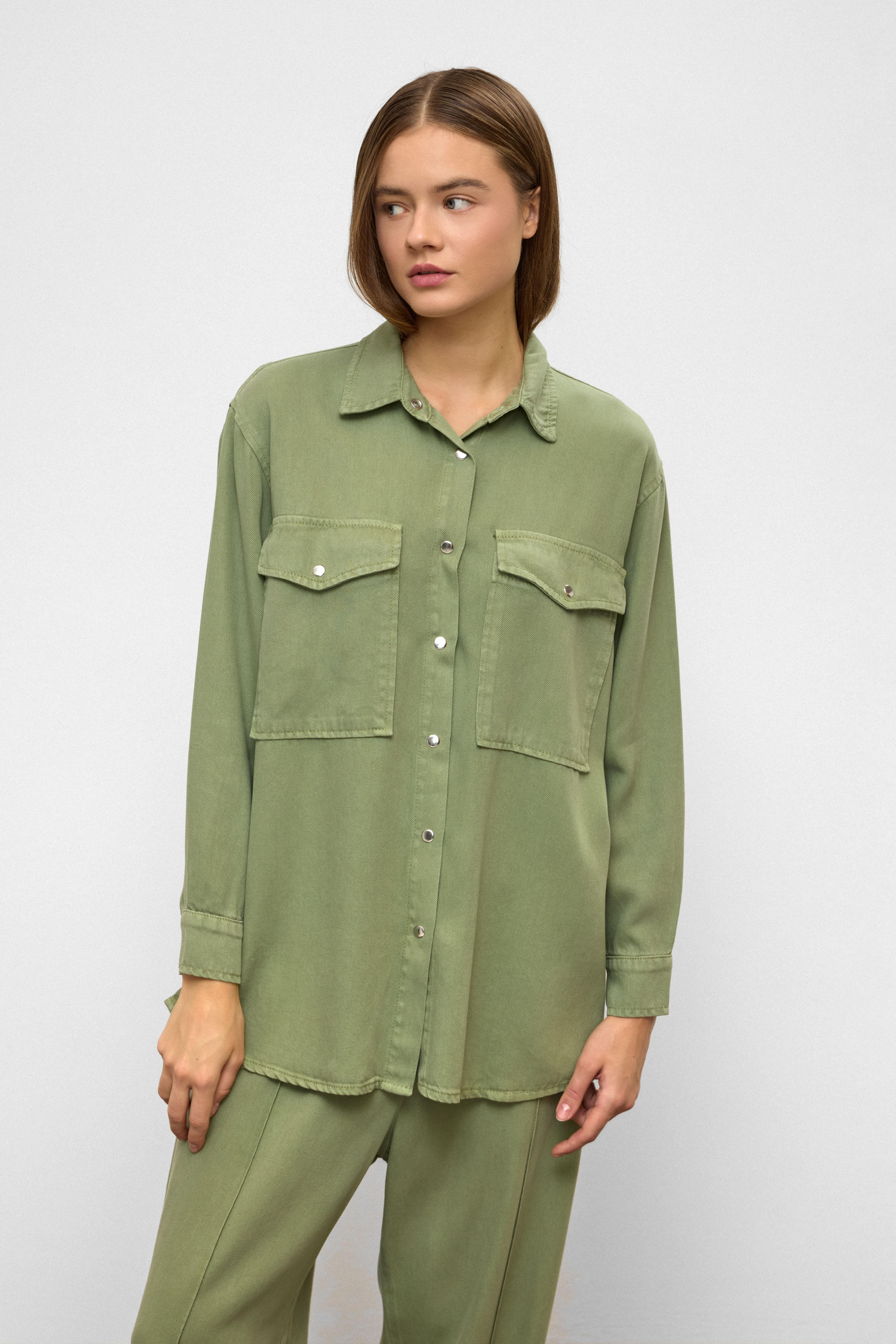 Çıt Çıt Kapamalı Salaş Soft Denim İkili Takım YEŞİL 9378-TK