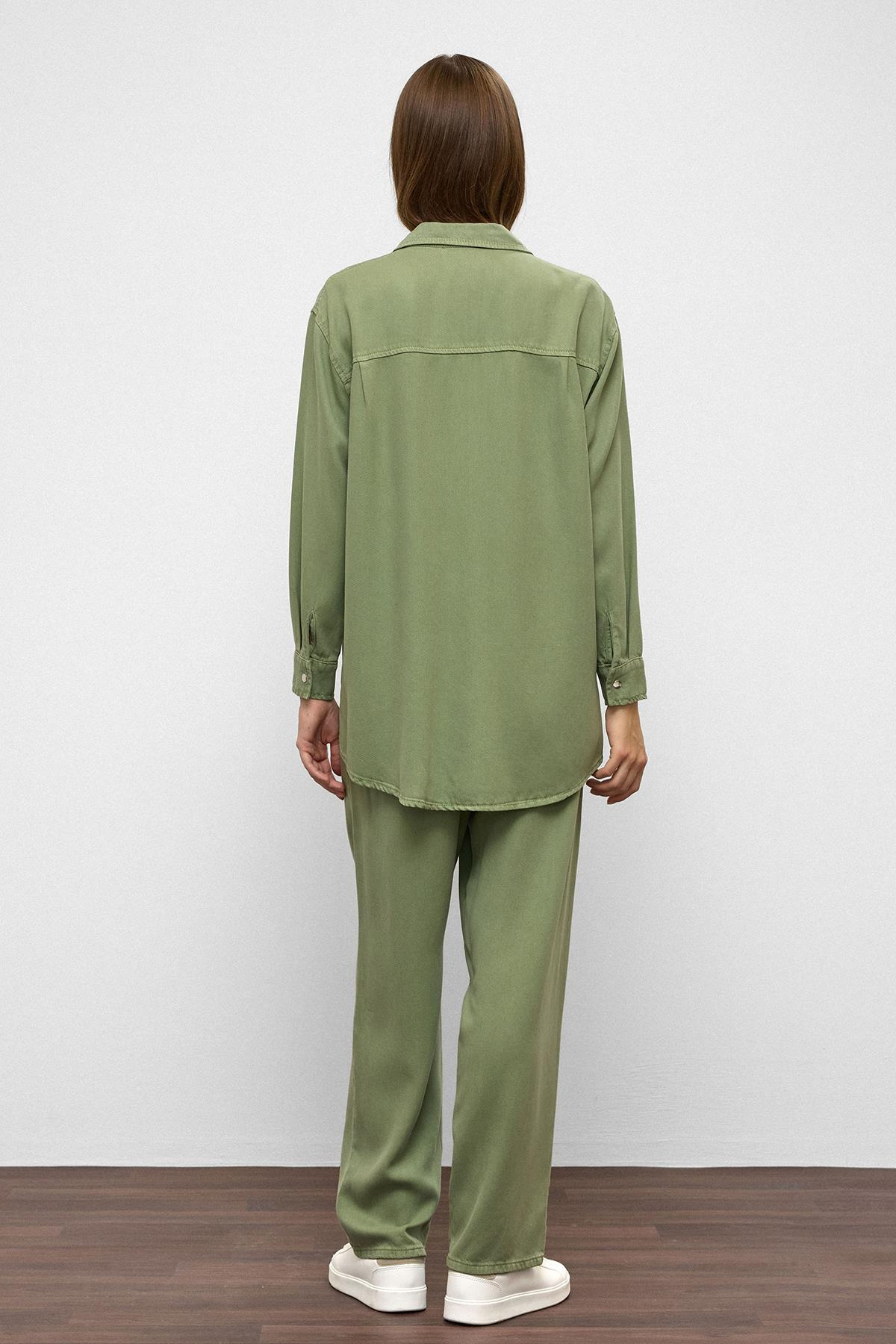 Çıt Çıt Kapamalı Salaş Soft Denim İkili Takım YEŞİL 9378-TK