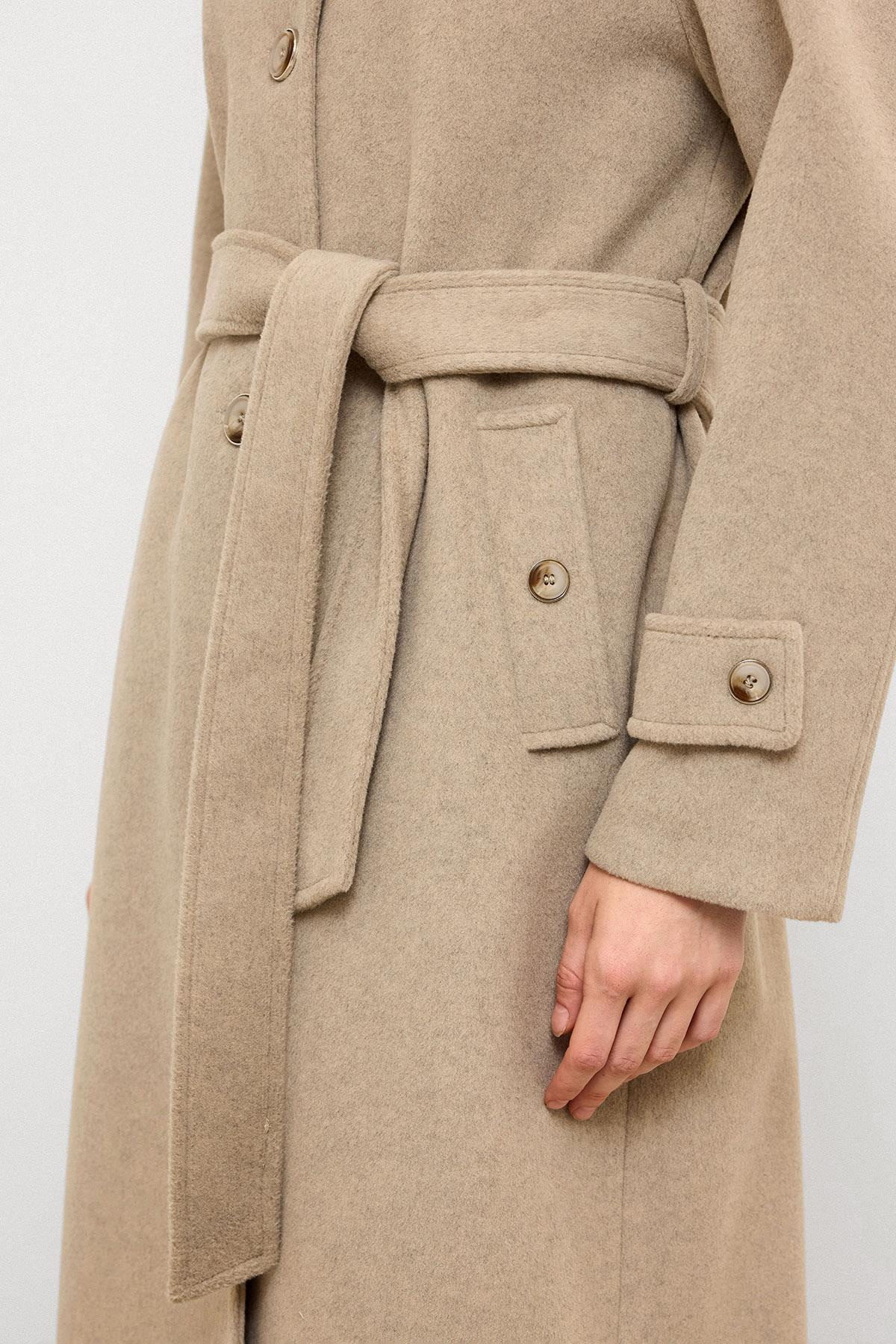 Stand Collar Oversize Long Coat STONE MELANGE 3124