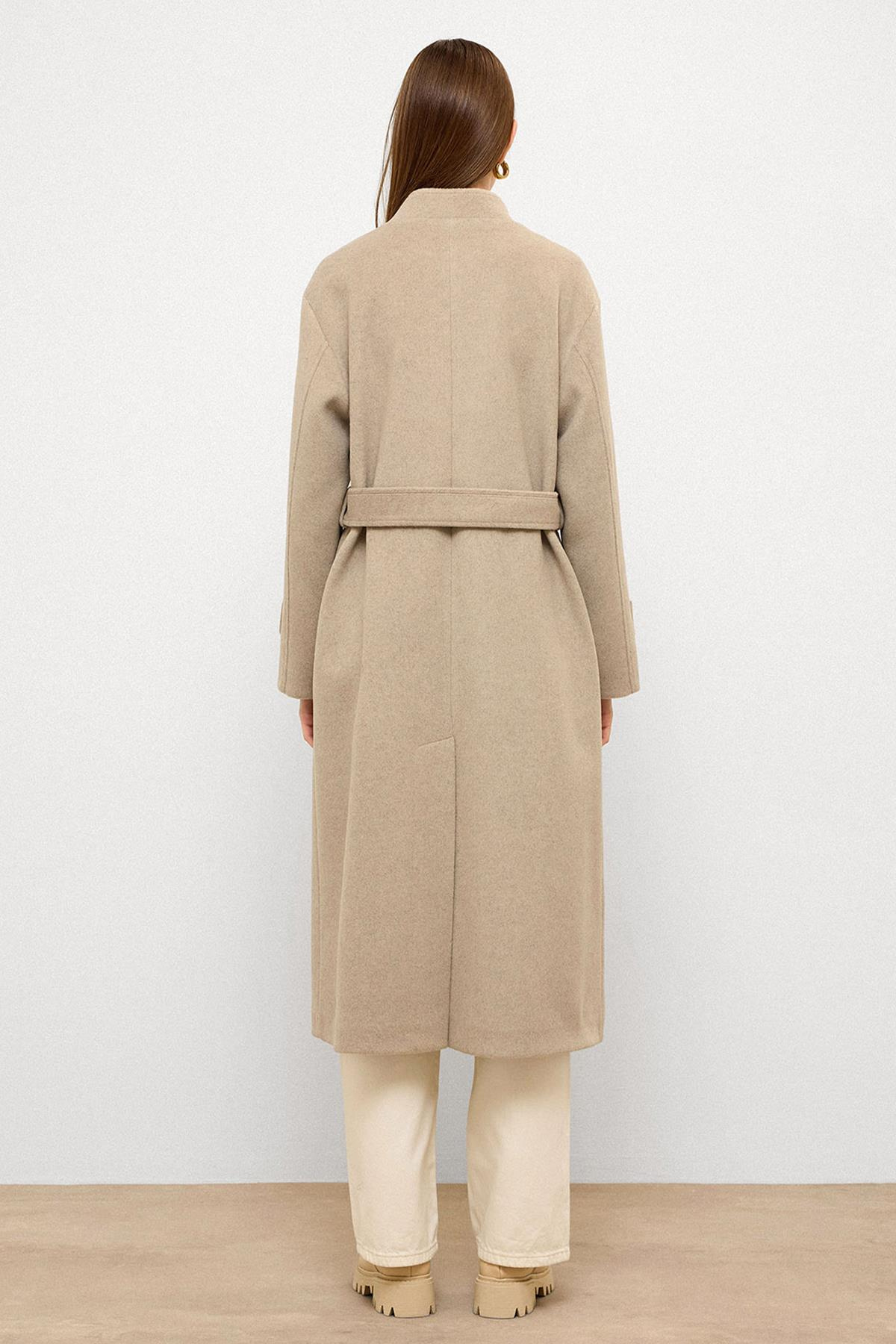 Stand Collar Oversize Long Coat STONE MELANGE 3124