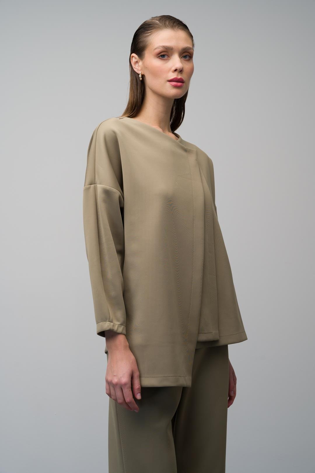 Düşük Kol Ceket Pantolon Scuba İkili Takım YEŞİL 9262-TK