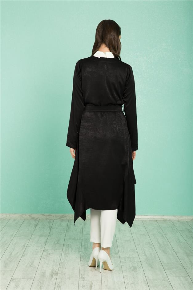 ERKEK YAKA ASİMETRİK KESİM GİY ÇIK KAP SİYAH 5751