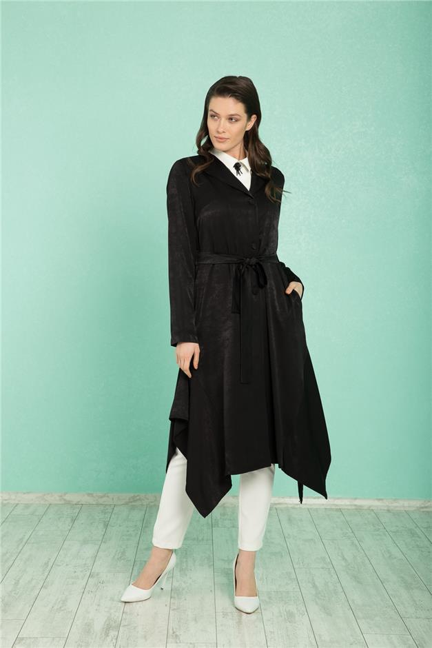 ERKEK YAKA ASİMETRİK KESİM GİY ÇIK KAP SİYAH 5751