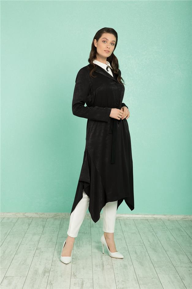 ERKEK YAKA ASİMETRİK KESİM GİY ÇIK KAP SİYAH 5751