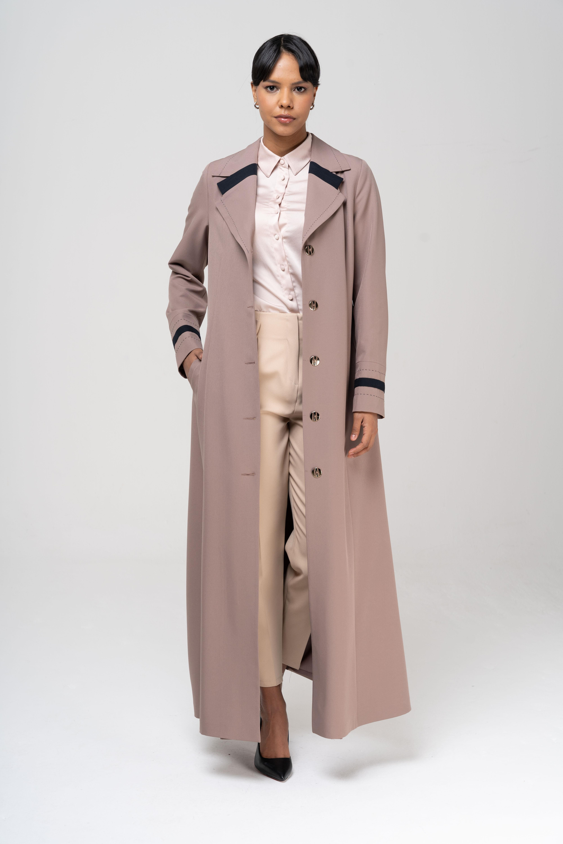 معطف رجالي مبطن مع نقطة طوق وتفاصيل حزام فيزون 6552