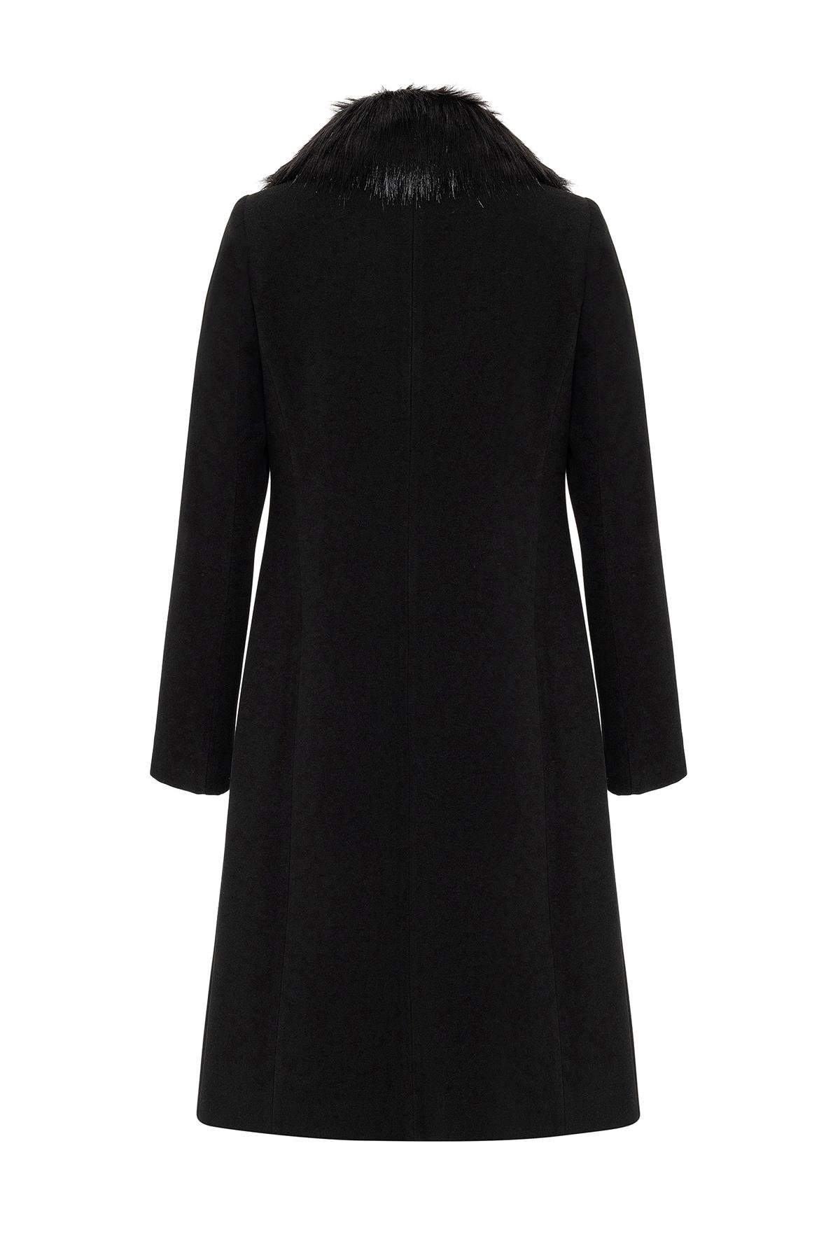 معطف فرو رجالي بياقة قابلة للإزالة أسود 3620-Y