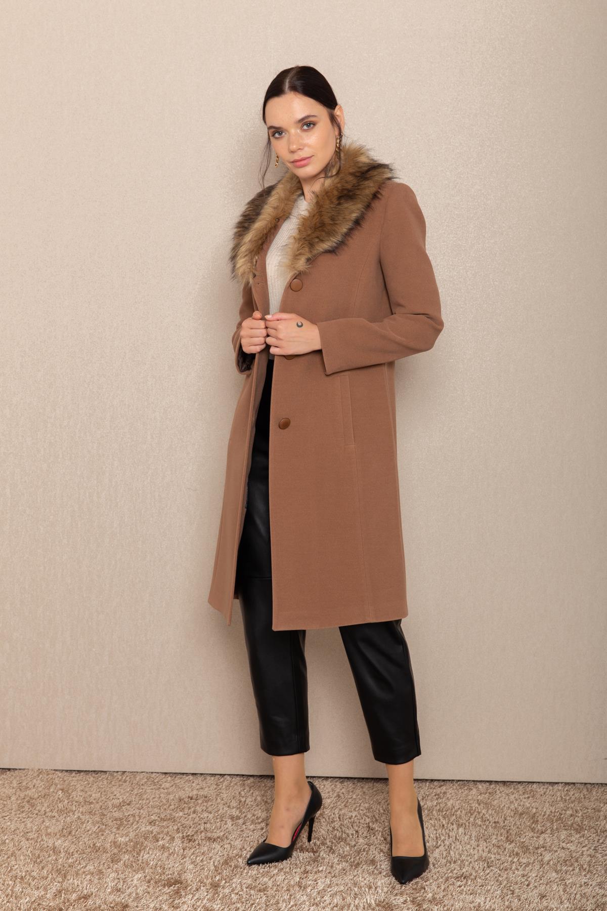 معطف فرو رجالي بياقة قابلة للإزالة التبغ 3620-Y