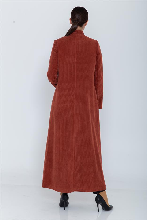 FERMUAR DETAYLI FİTİLLİ KADİFE PARDESÜ KİREMİT 5966