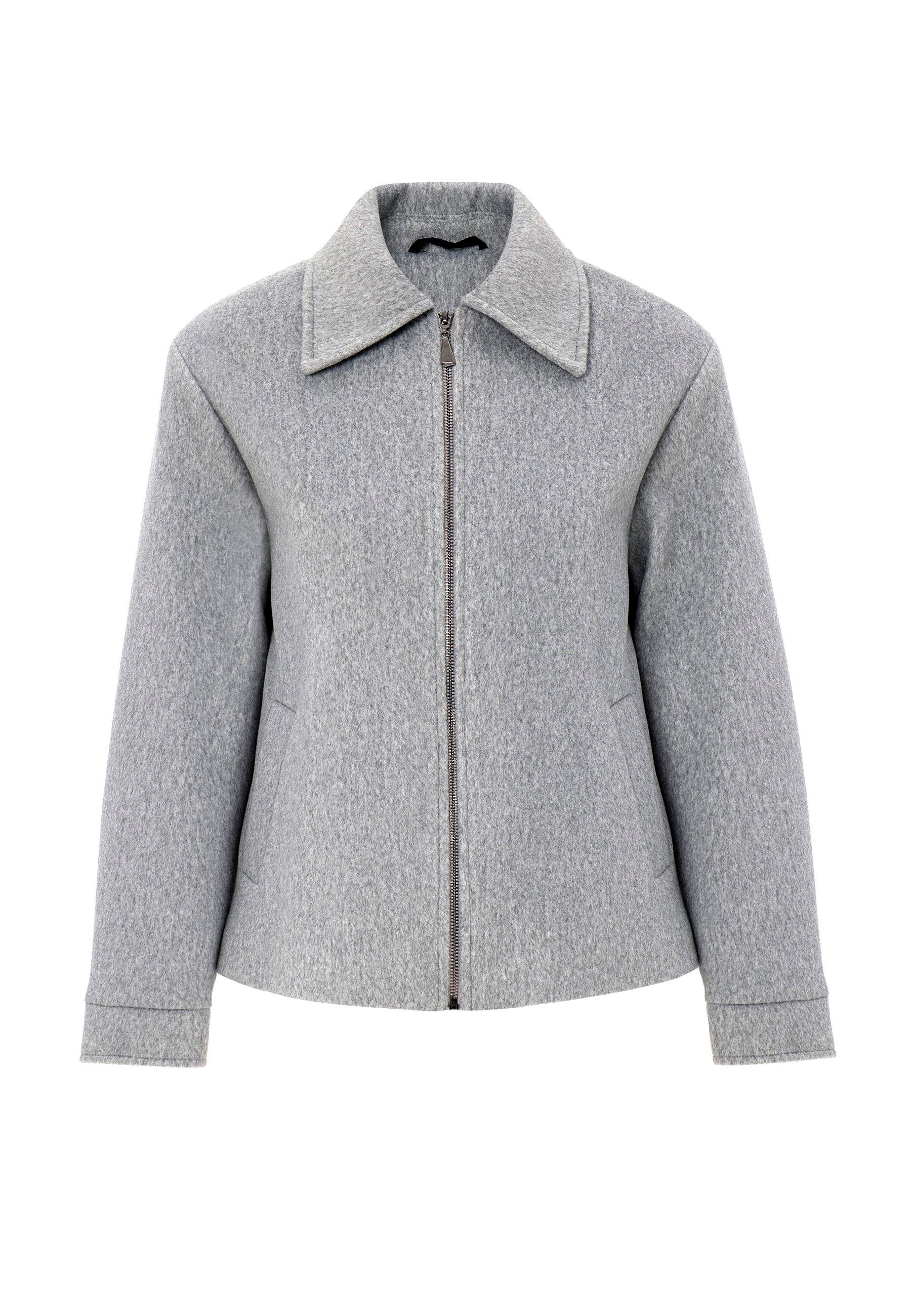 Fermuar Kapamalı Oversize Kısa Kaban AÇIK GRİ 3157