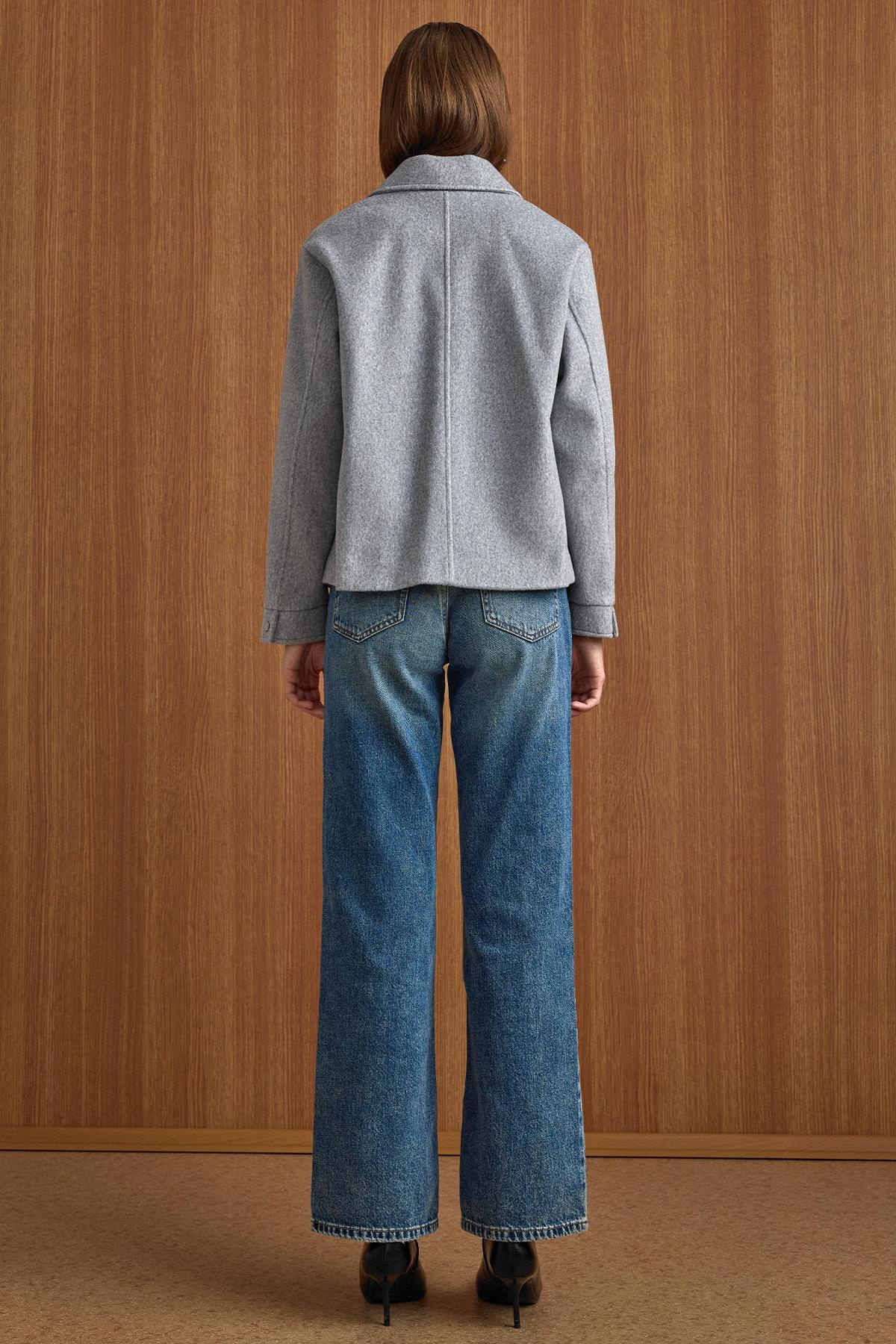 Fermuar Kapamalı Oversize Kısa Kaban AÇIK GRİ 3157