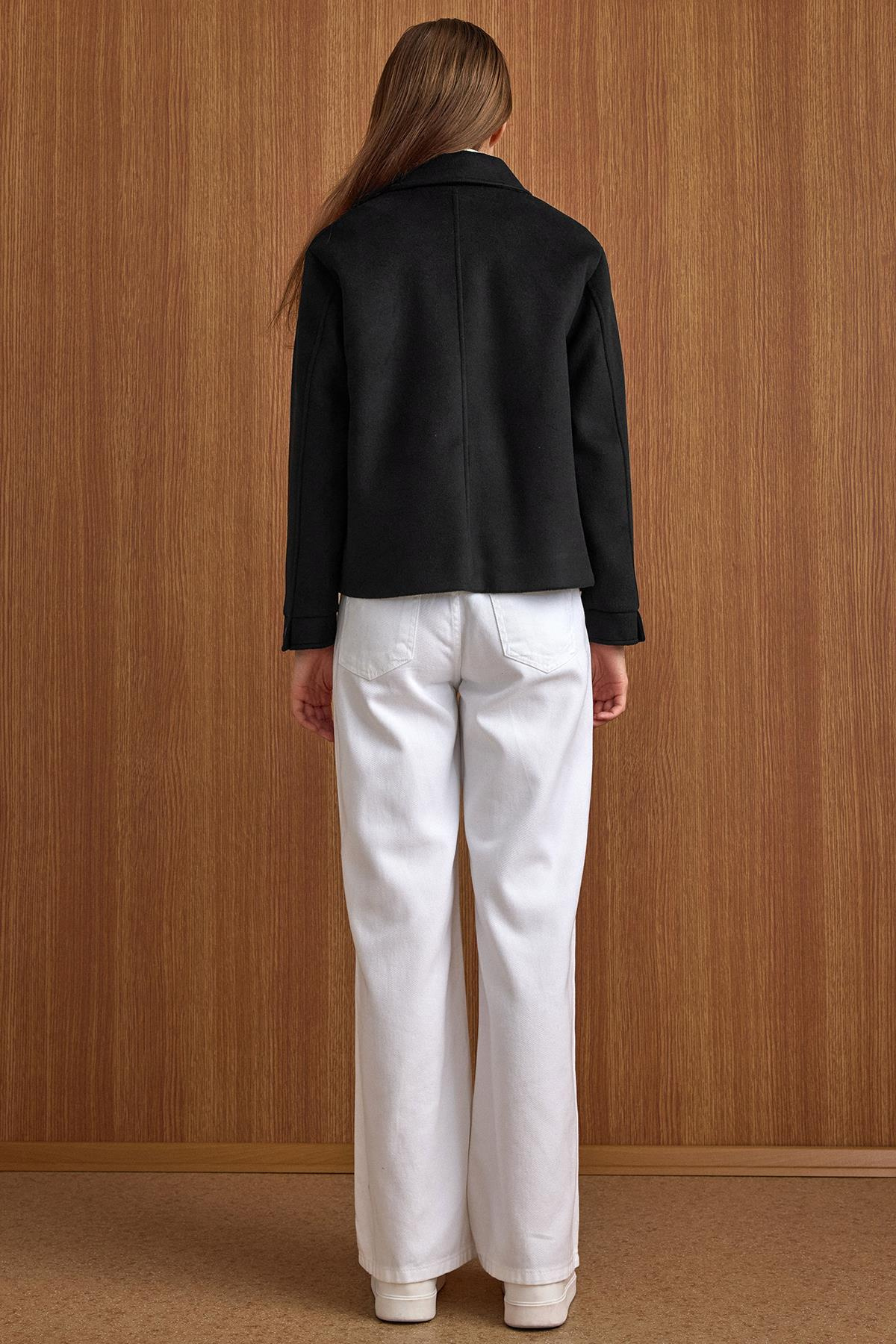 Fermuar Kapamalı Oversize Kısa Kaban SİYAH 3157