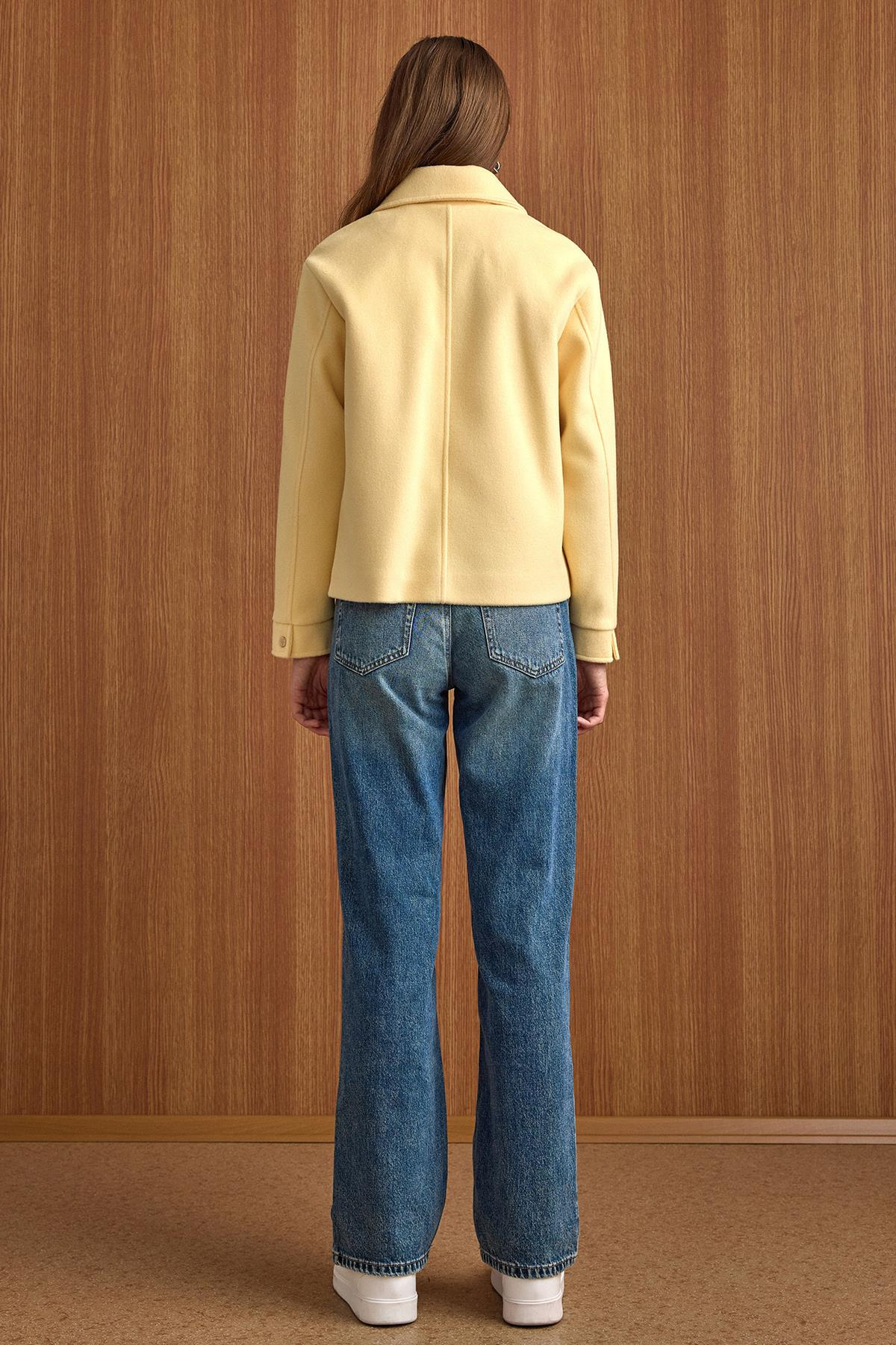 Fermuar Kapamalı Oversize Kısa Kaban SARI 3157