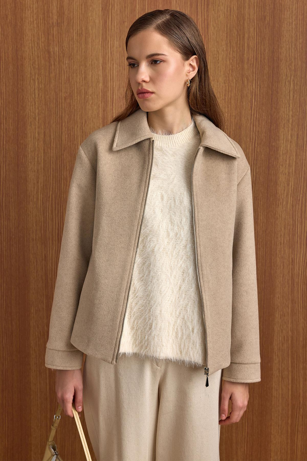 Fermuar Kapamalı Oversize Kısa Kaban TAŞ 3157