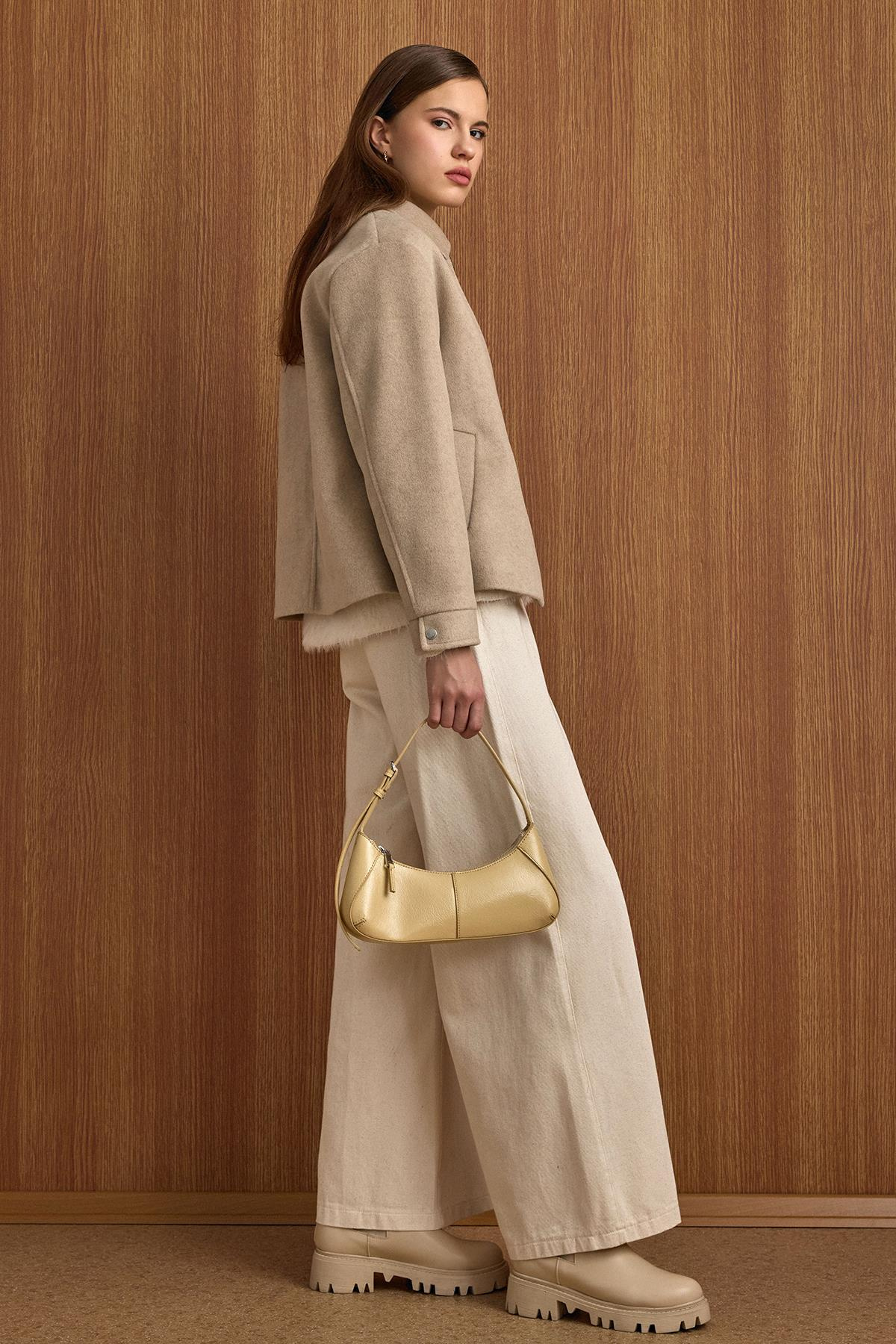 Fermuar Kapamalı Oversize Kısa Kaban TAŞ 3157