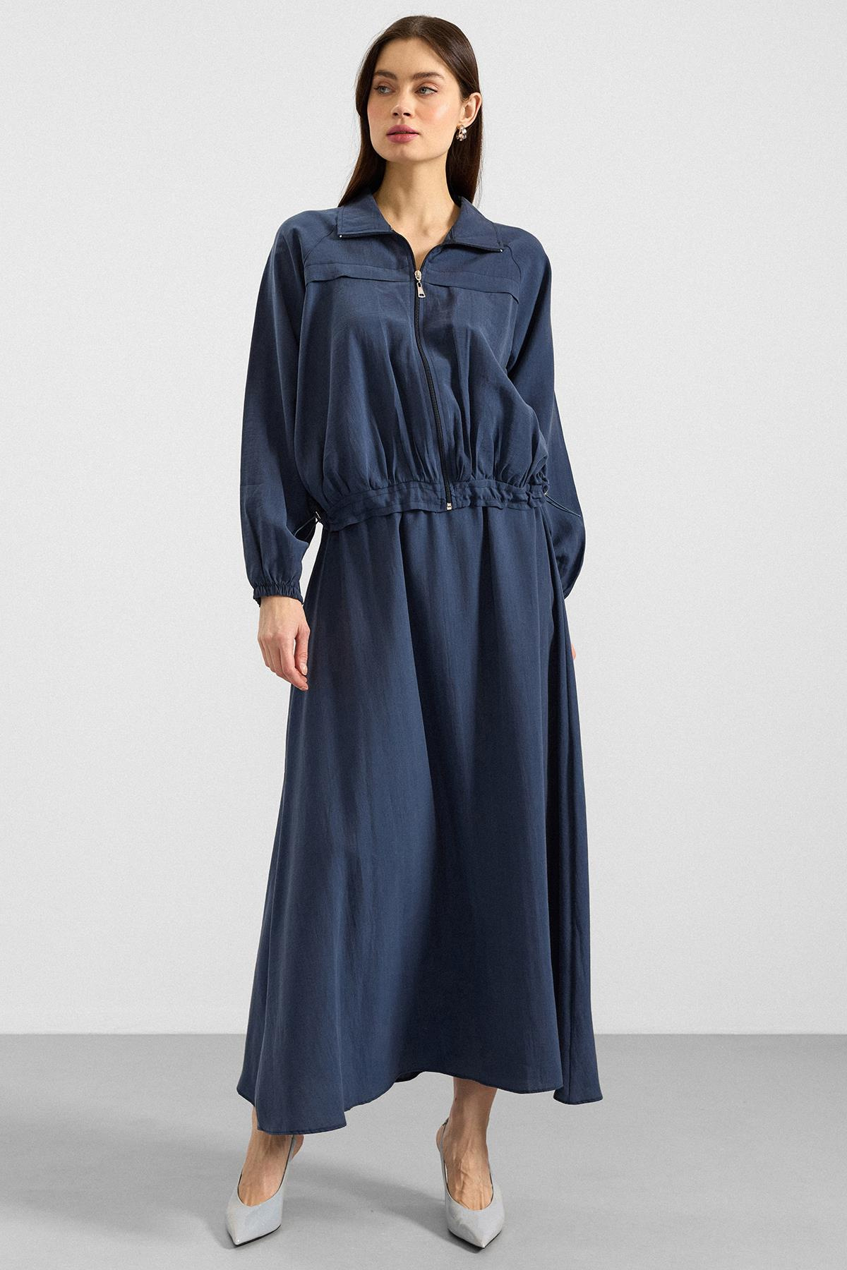 Fermuar Kapamalı Soft Kumaş Etek Ceket Takım İNDİGO 9390-TK