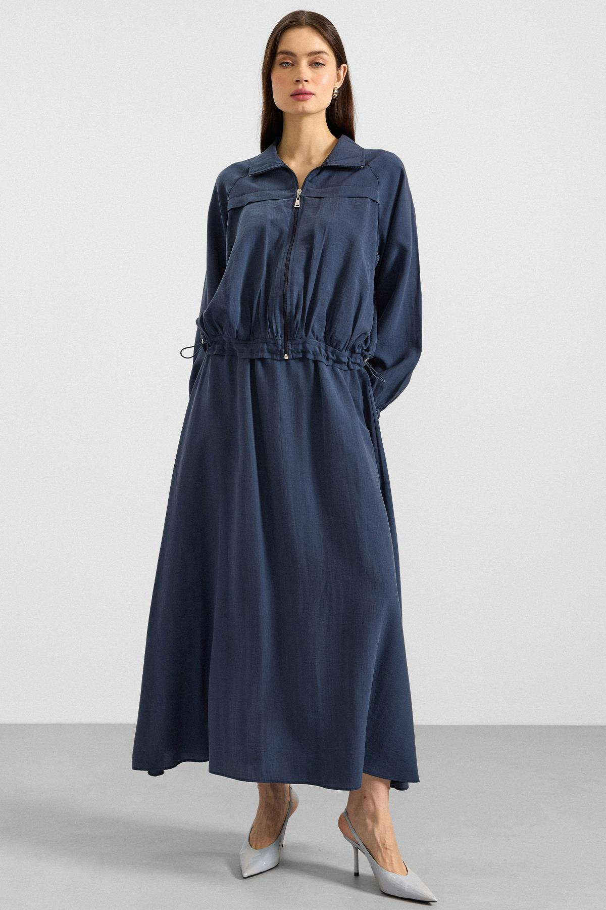 Fermuar Kapamalı Soft Kumaş Etek Ceket Takım İNDİGO 9390-TK