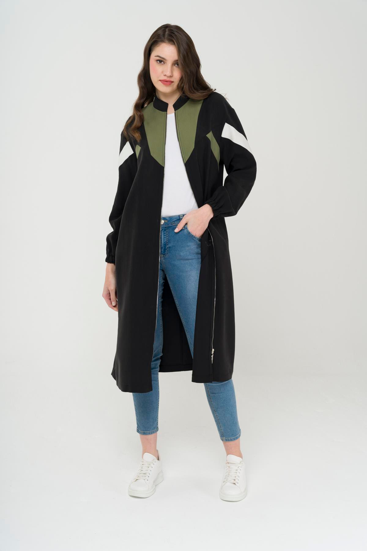 Garni Detaylı Fermuar Kapamalı Astarsız Kap SİYAH 6471