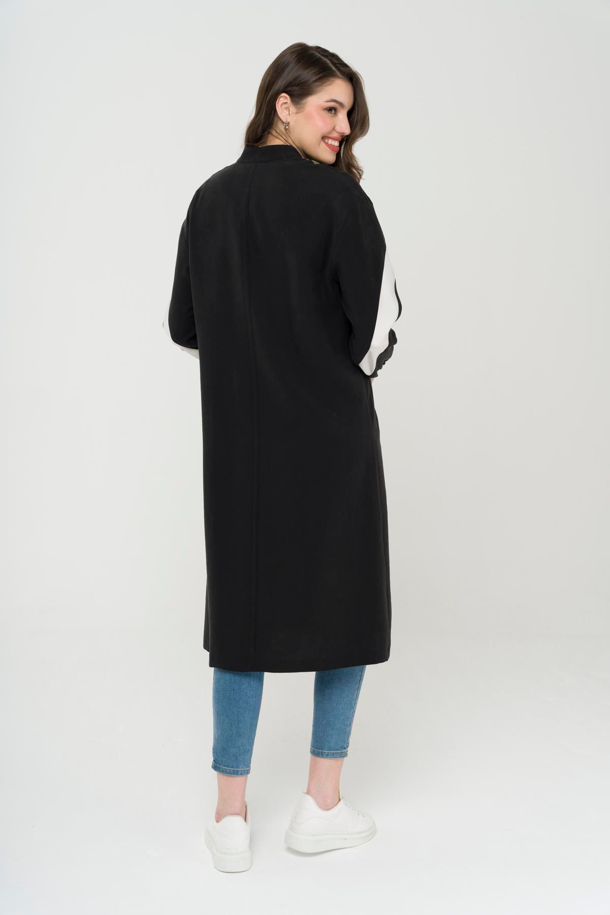 Garni Detaylı Fermuar Kapamalı Astarsız Kap SİYAH 6471