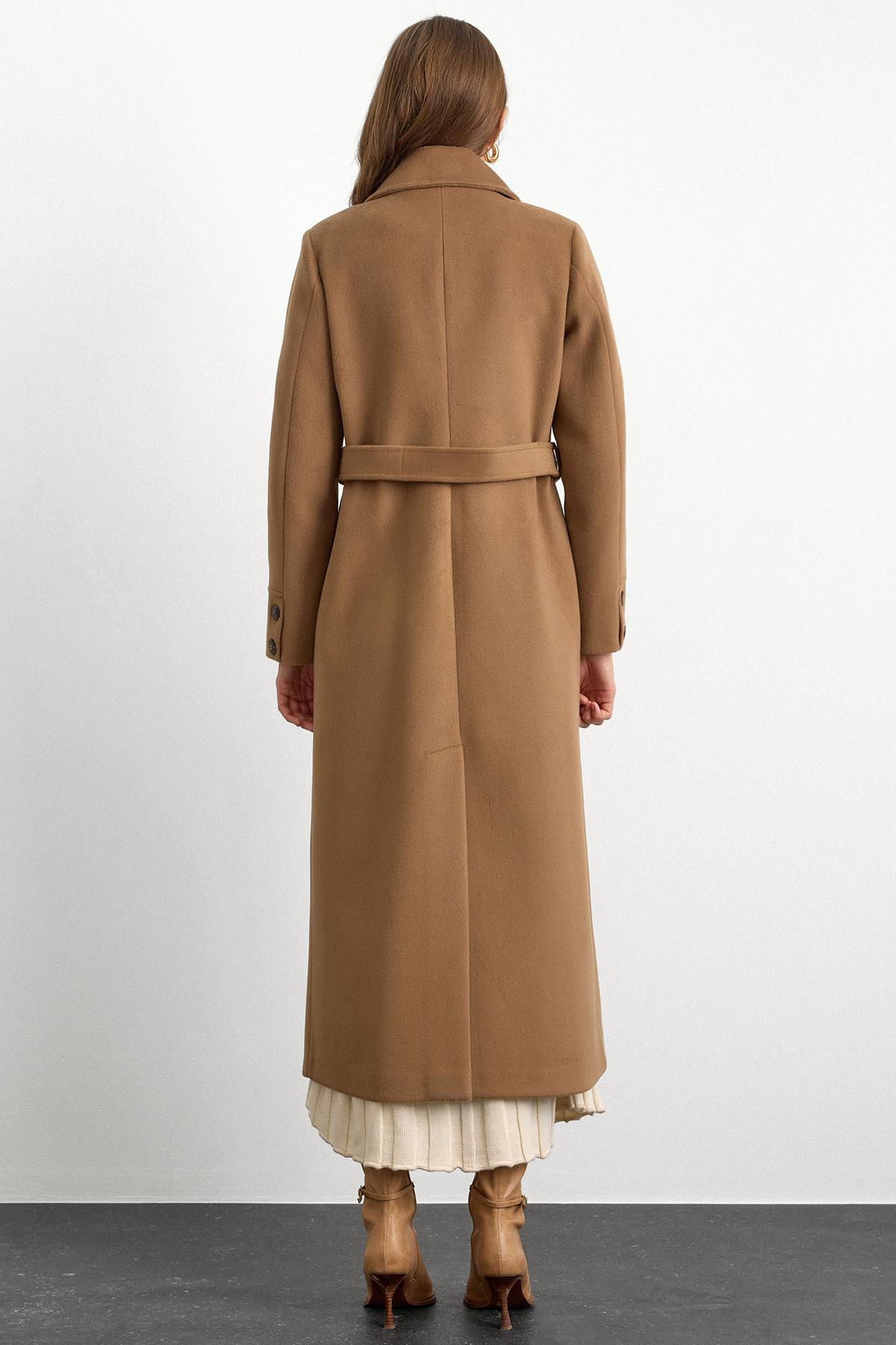 Gömlek Yaka Belden Bağlamalı Uzun Kaban K. KAMEL 3152