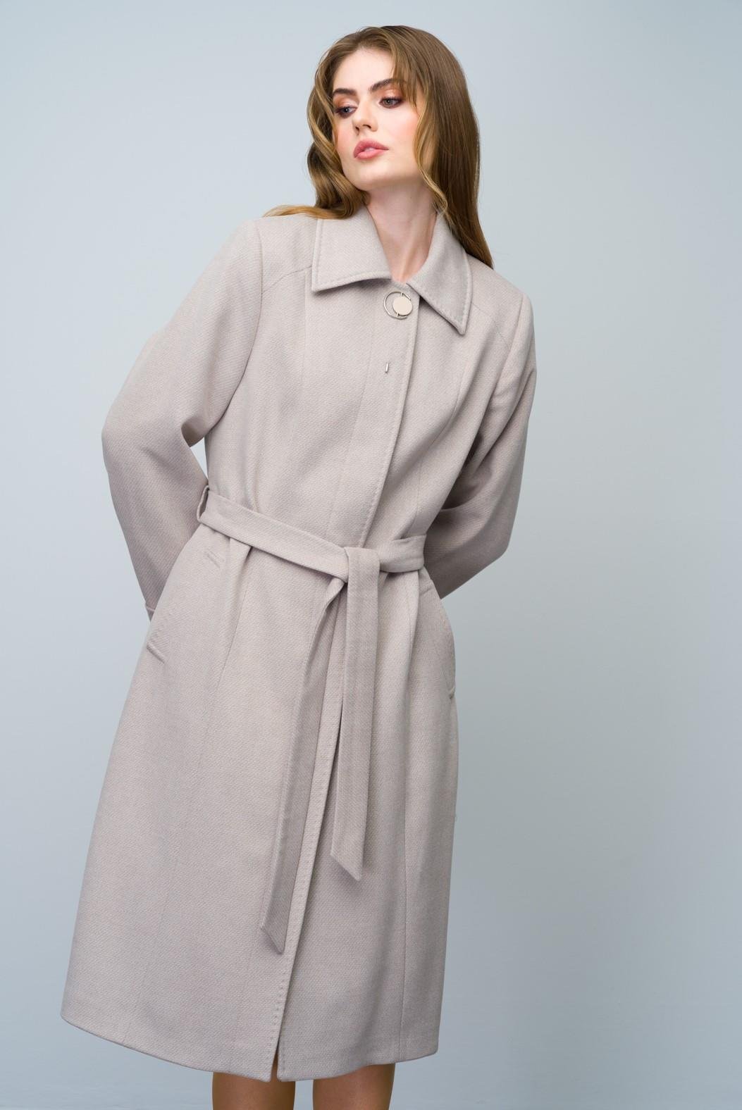 Gömlek Yaka Broş ve Punto Detaylı Büyük Beden Kaban TAŞ 3011