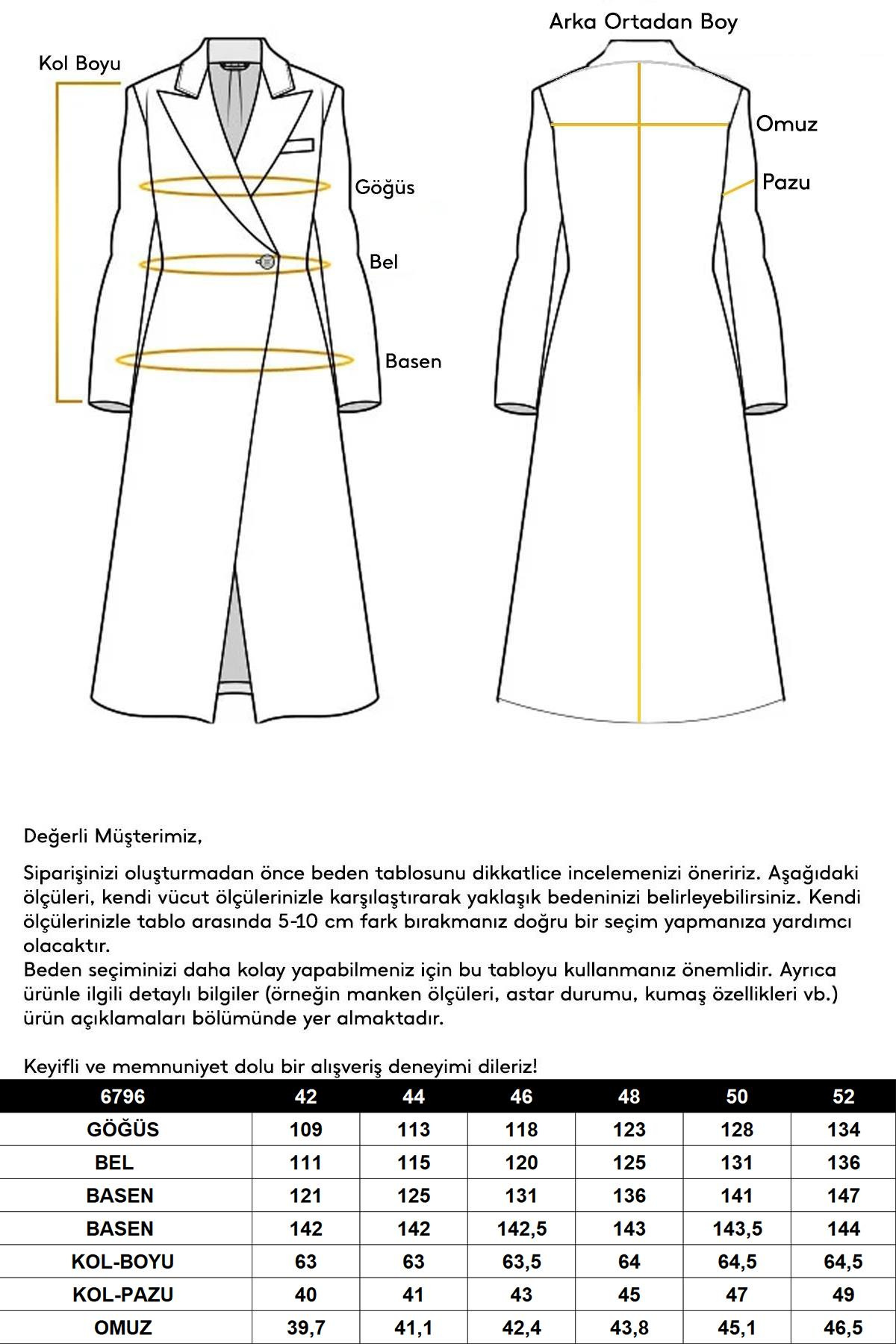 Gömlek Yaka Deri ve Taş Aksesuarlı Büyük Beden Gabardin Süet Pardesü LACİVERT 6796