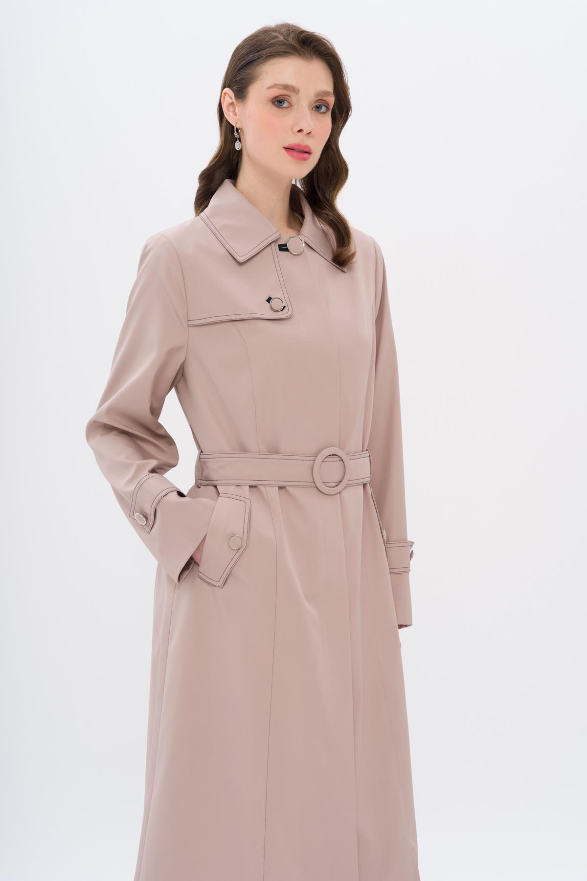 Gömlek Yaka Dikiş Detaylı Büyük Beden Trençkot A.KAMEL 4300