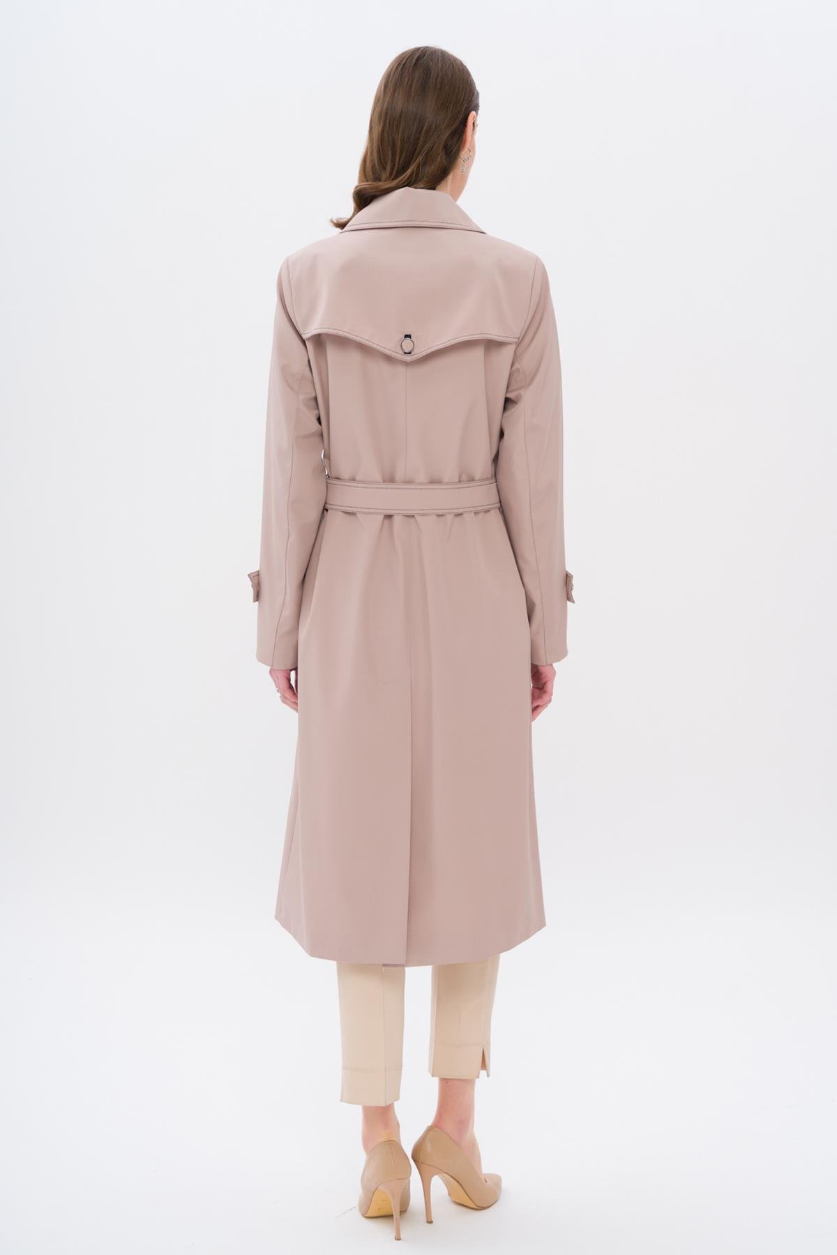 Gömlek Yaka Dikiş Detaylı Büyük Beden Trençkot A.KAMEL 4300