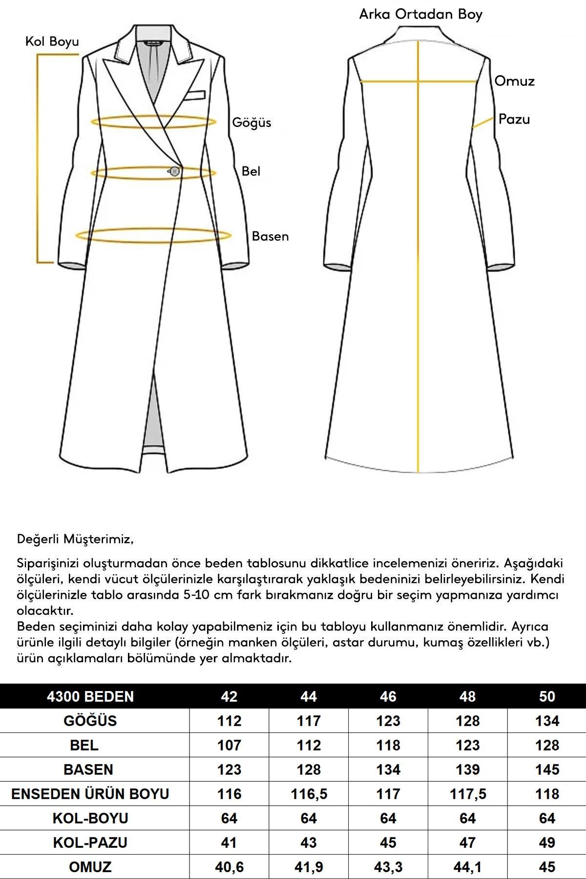 Gömlek Yaka Dikiş Detaylı Büyük Beden Trençkot LACİVERT 4300