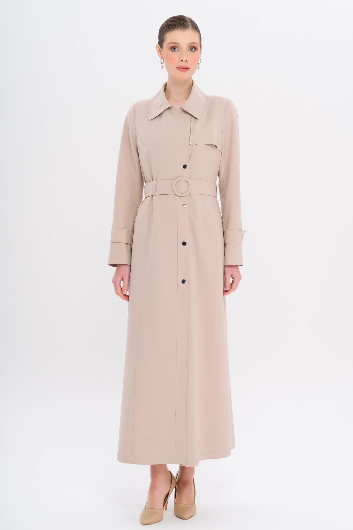 معطف مبطن بياقة قميص وسحاب وكبس للإغلاق يفعل 6727