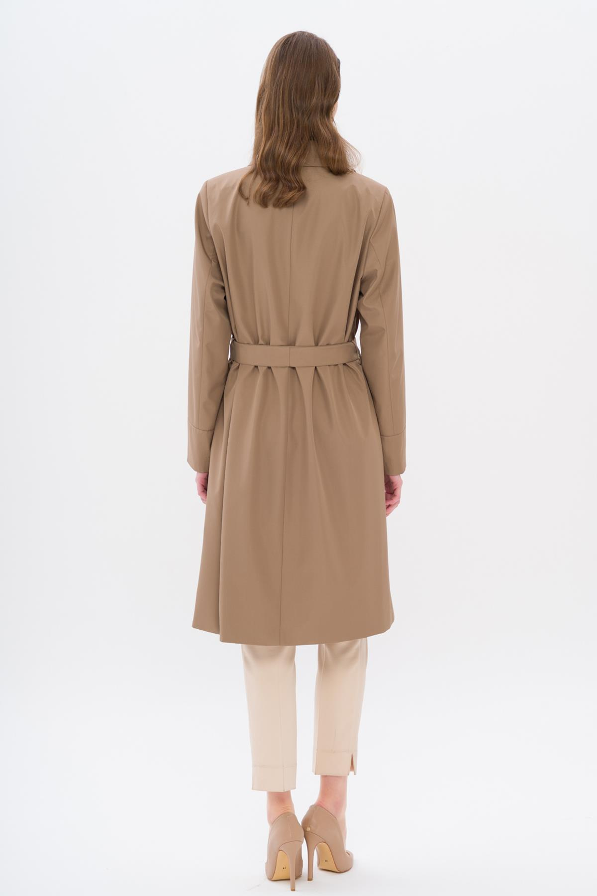 Gömlek Yaka Metal Aksesurarlı Büyük Beden Trençkot VİZON 4304