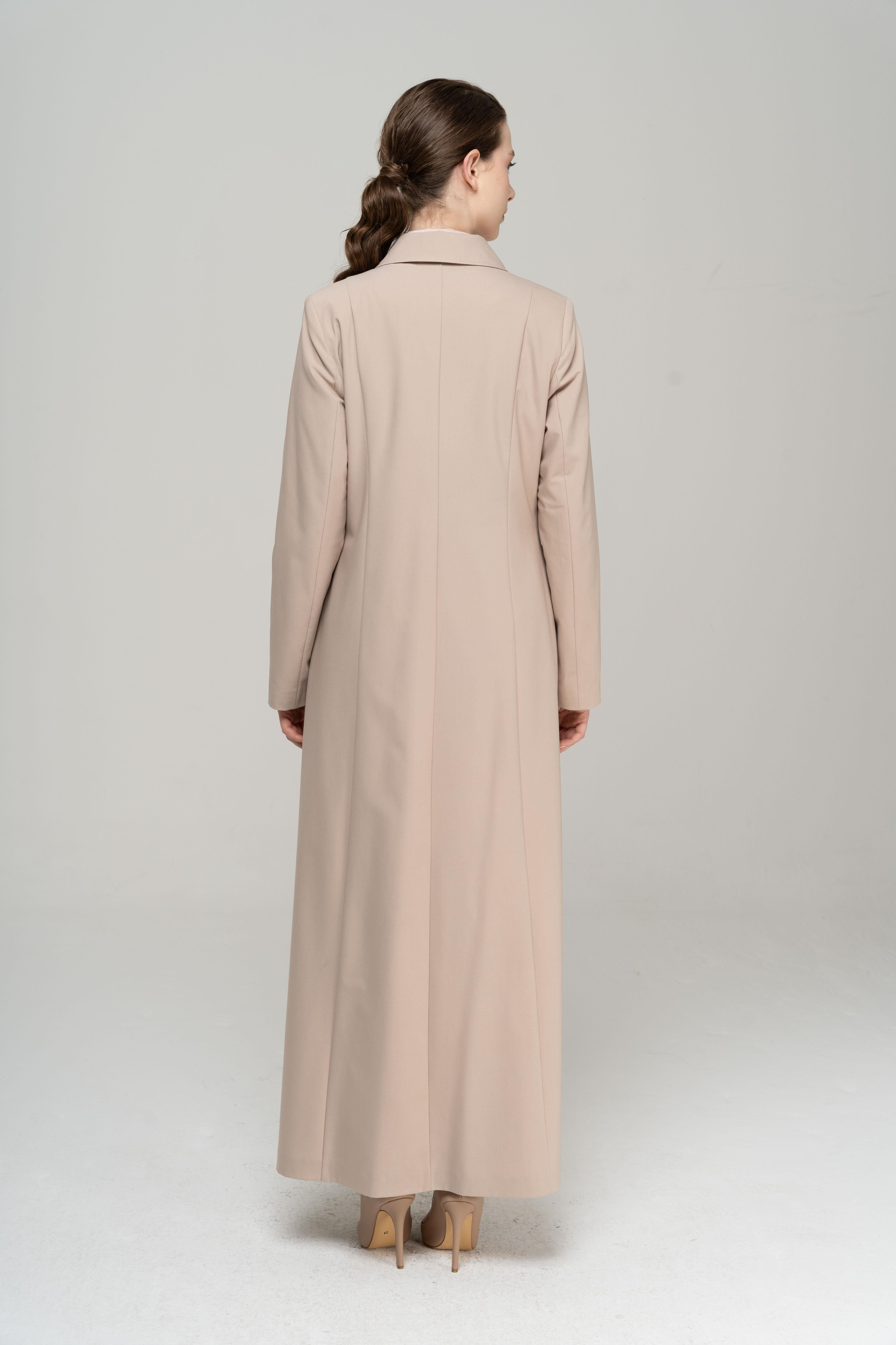 Gömlek Yaka Nervür Detaylı Büyük Beden Astarlı Pardesü BEJ 6565