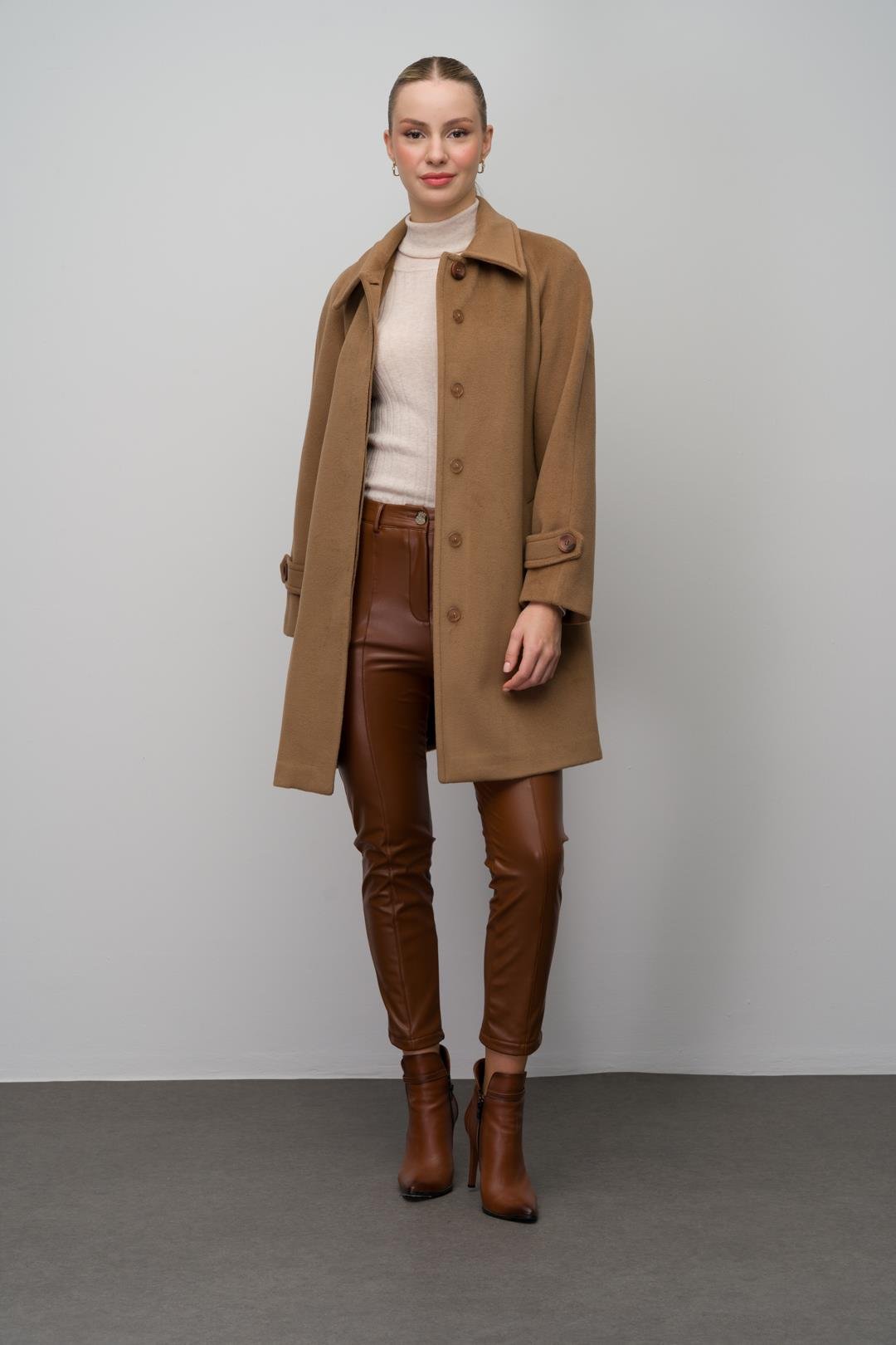 Shirt Collar Raglan Sleeve Plus Size Coat K. KAMEL 3079