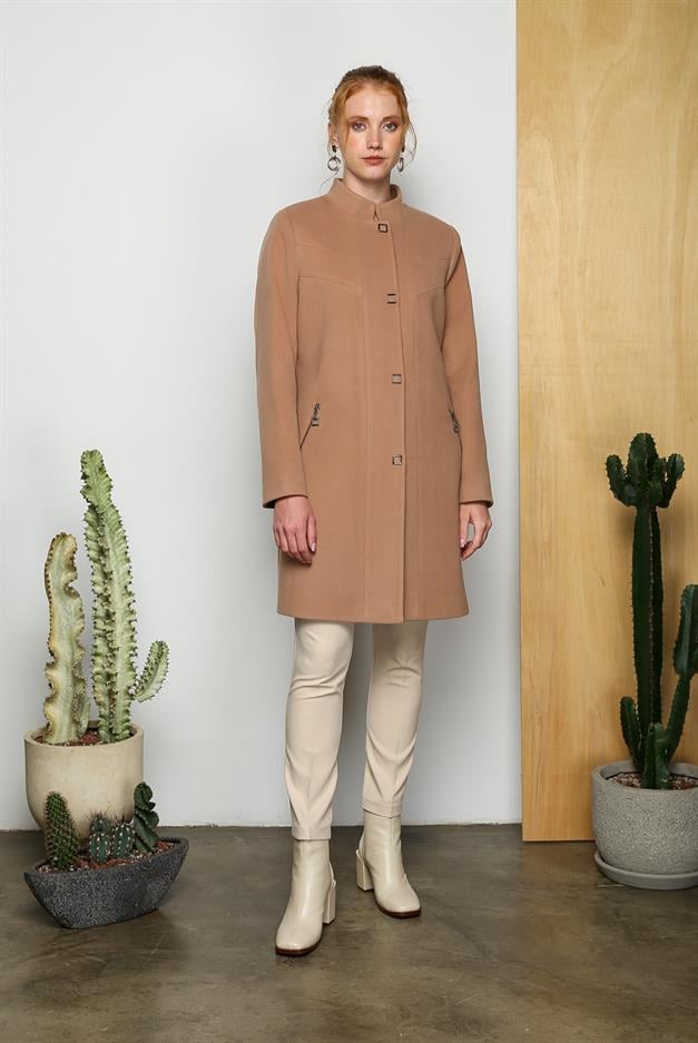 Hakim Yaka Cebi Fermuarlı Çıtçıt kapamalı Kaban KAMEL 3763