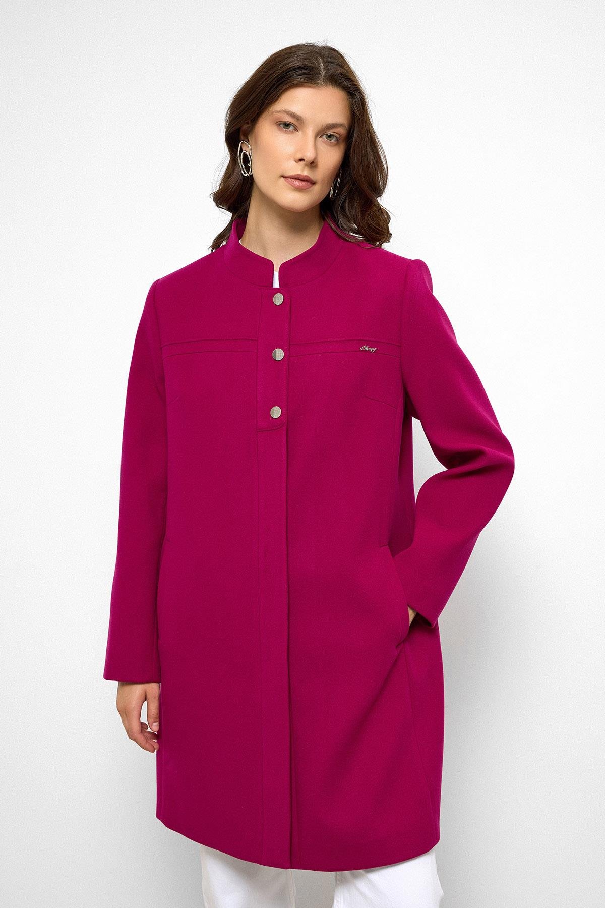 Hakim Yaka Robası Nervür Detaylı Kaban FUŞYA 3034