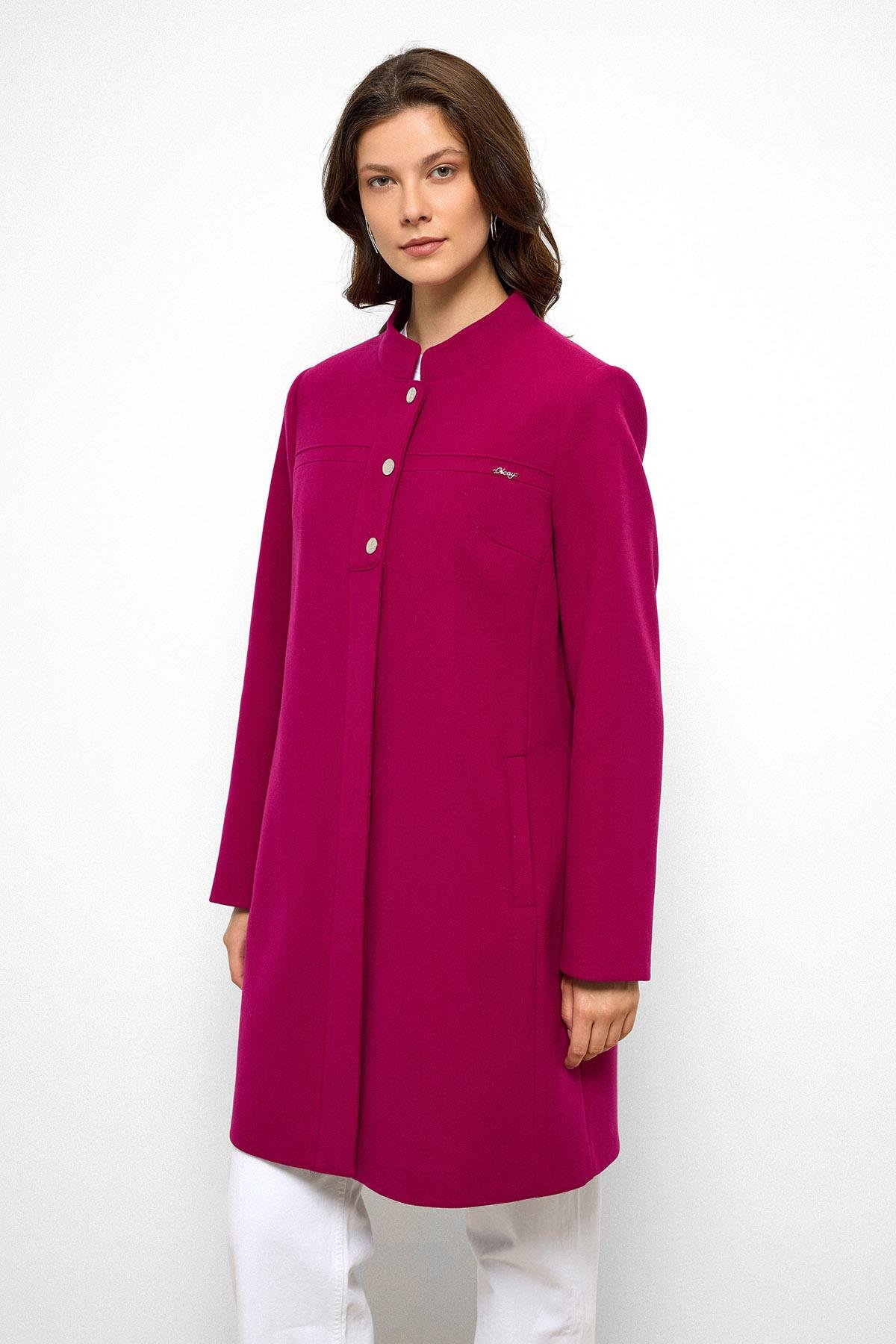 Hakim Yaka Robası Nervür Detaylı Kaban FUŞYA 3034